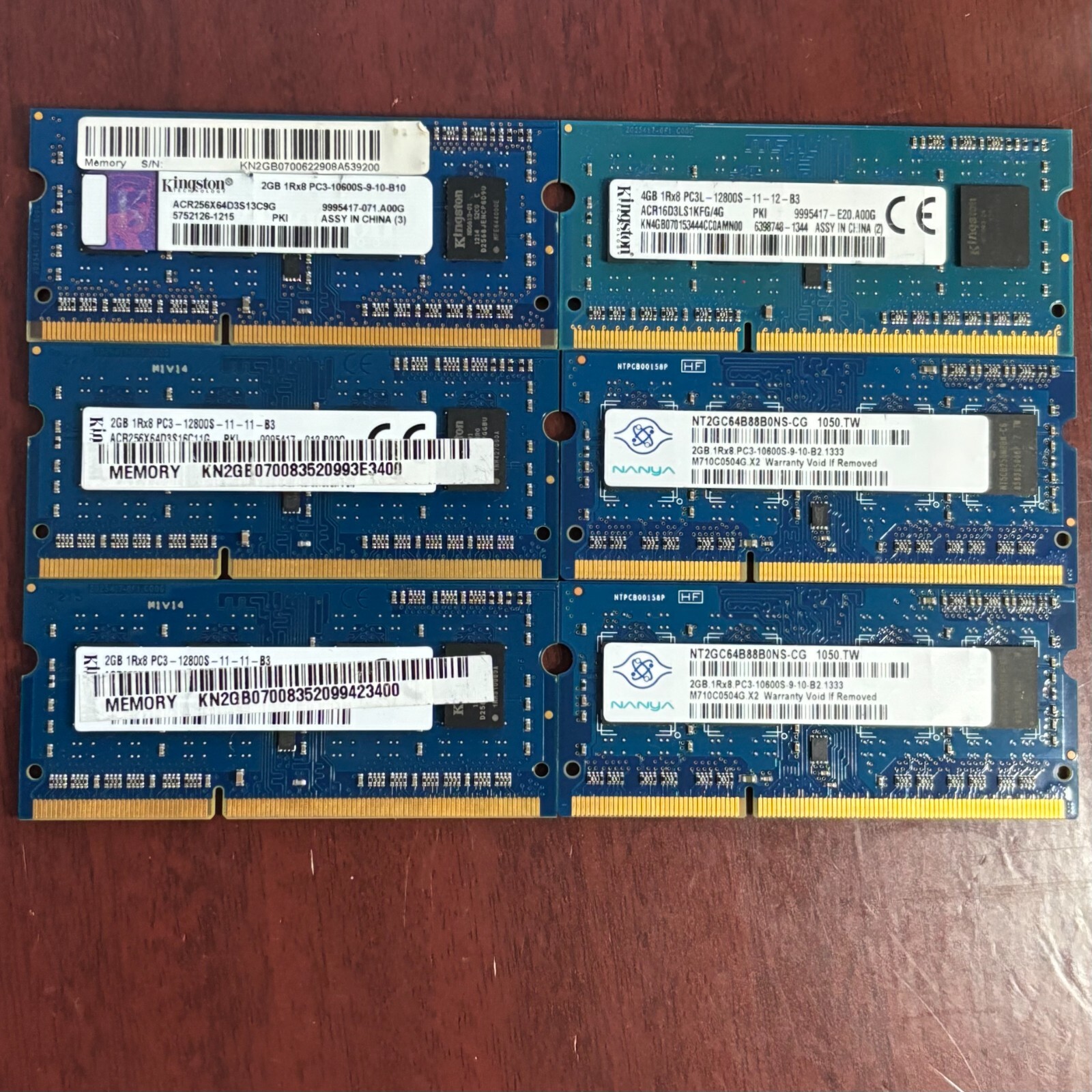 BULK LOT 6X PC3 DDR3 LAPTOP RAM MEMORY MIXED SPEEDS BRANDS