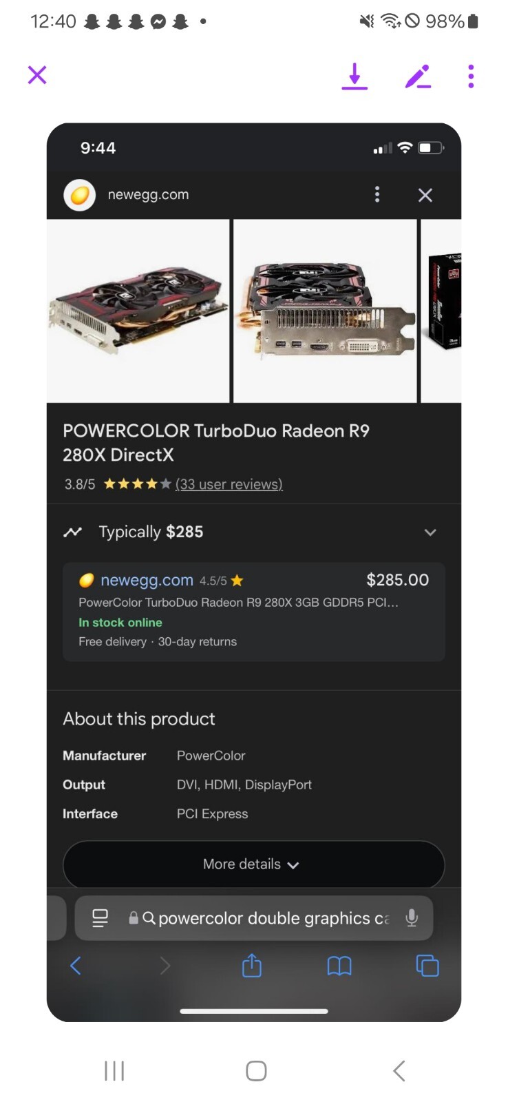 Powercolor TurboDuo Radeon R9 280x Directx