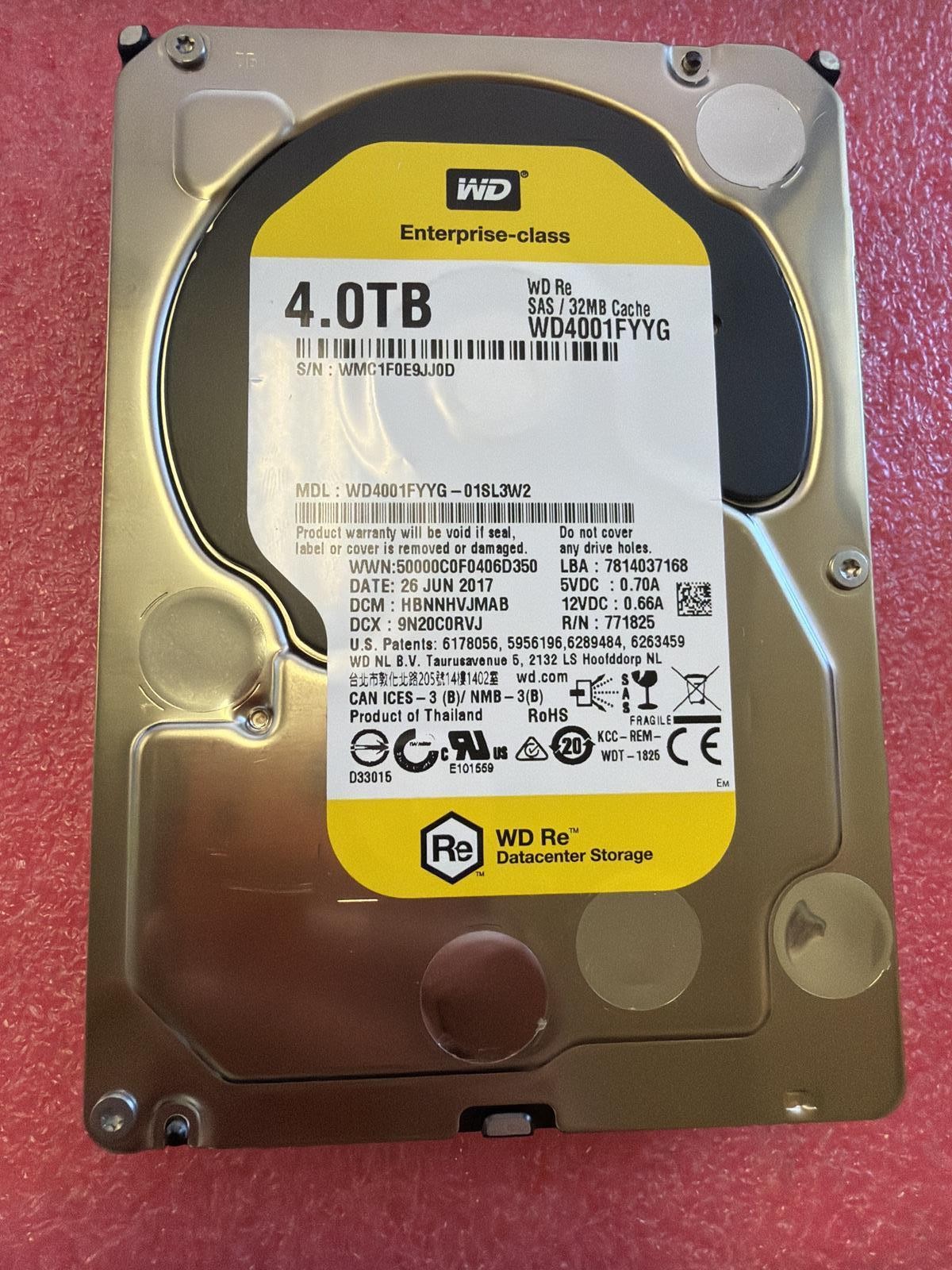 WD WESTERN DIGITAL WD4001FYYG-01SL3 4TB 3.5 SAS HDD