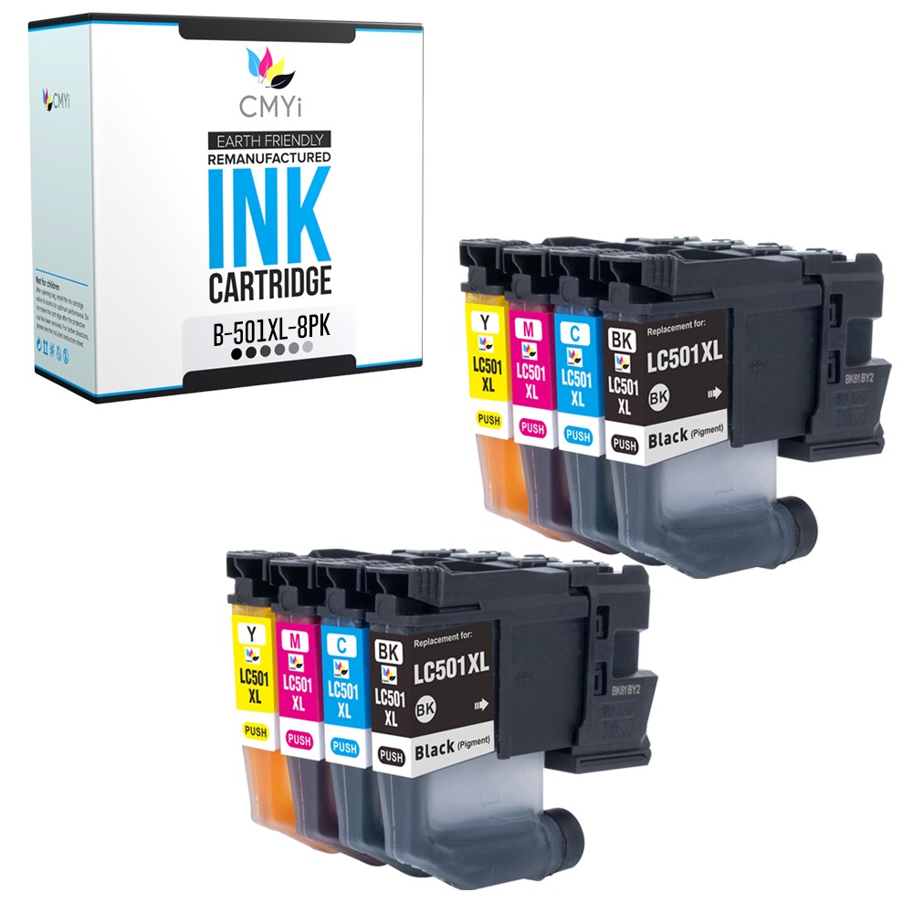 CMYi 8-Pack Compatible LC501XL Printer Ink fits Brother INKvestment MFC-J1410DW