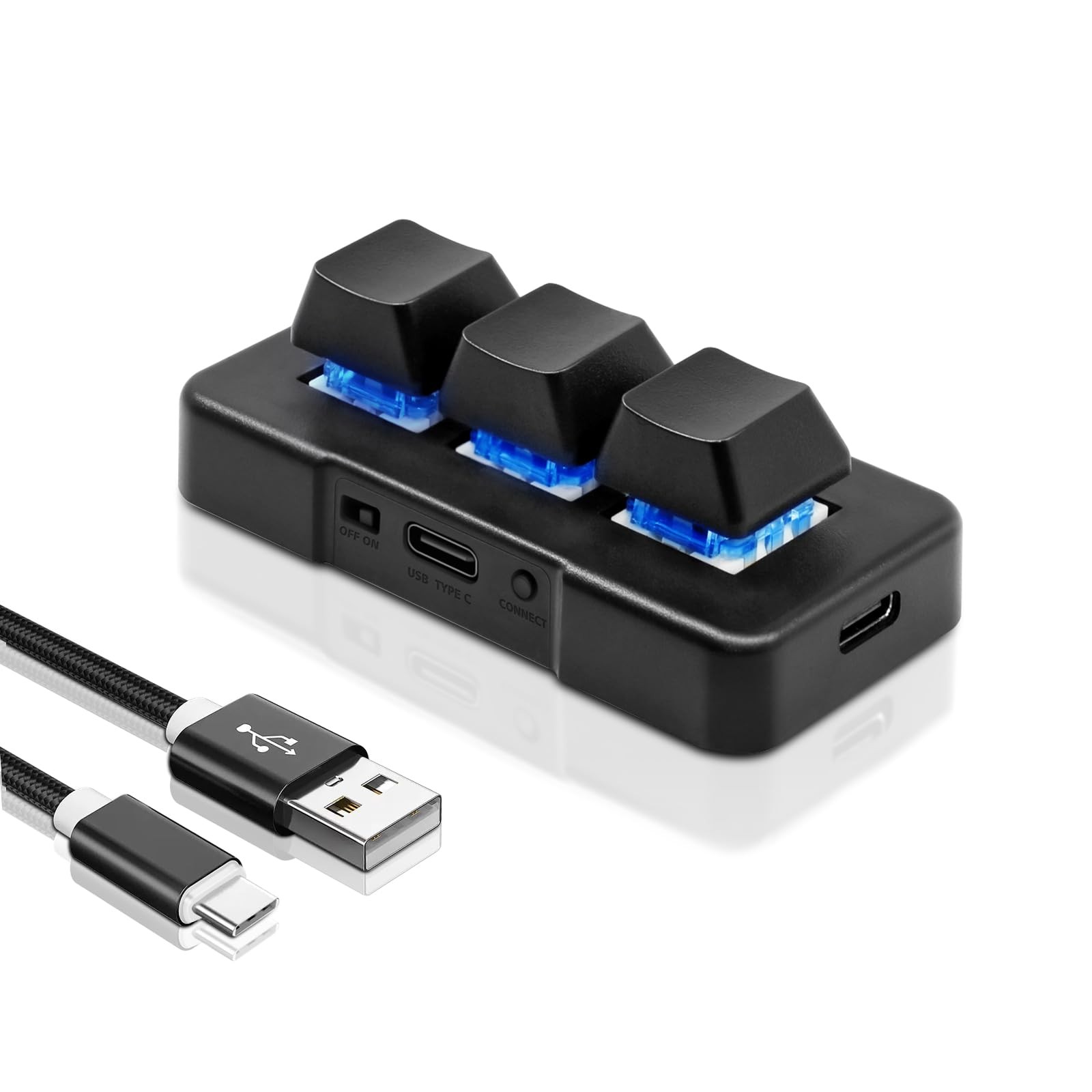 3-Key Mini Keypad USB Type C Wired Mechanical Gaming Keyboard Hot Key Customized