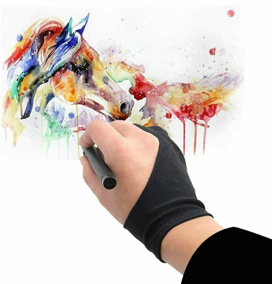 1pc Two Finger Anti-fouling Glove For Artist Drawing & Pen Graphic Tablet Pad-