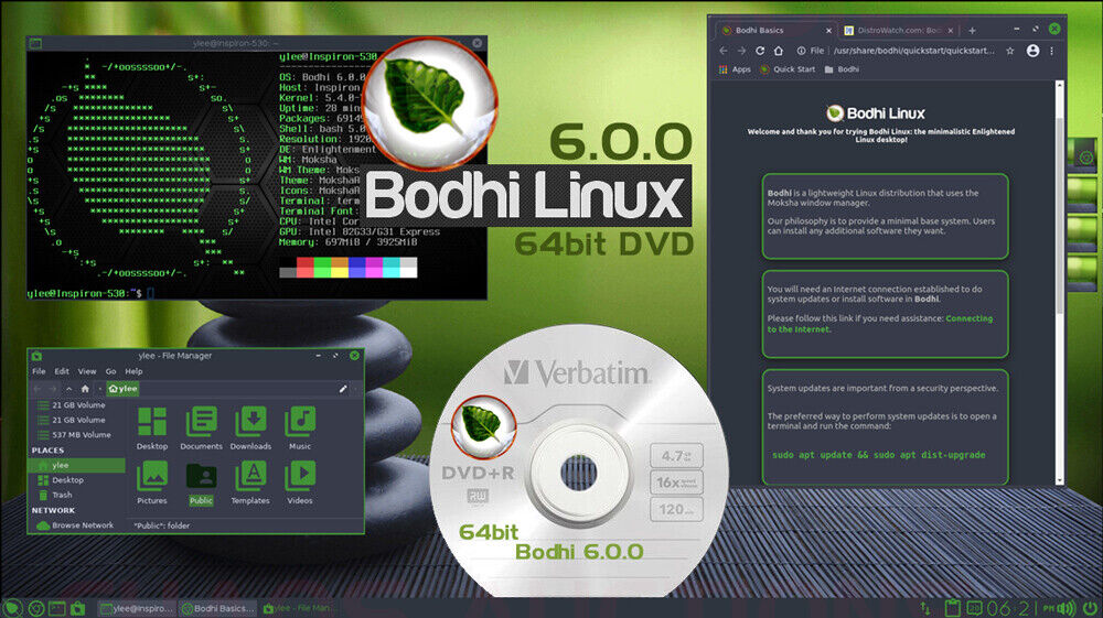 Bodhi LINUX INSTALL & LIVE DVD 32bit or 64bit DVD