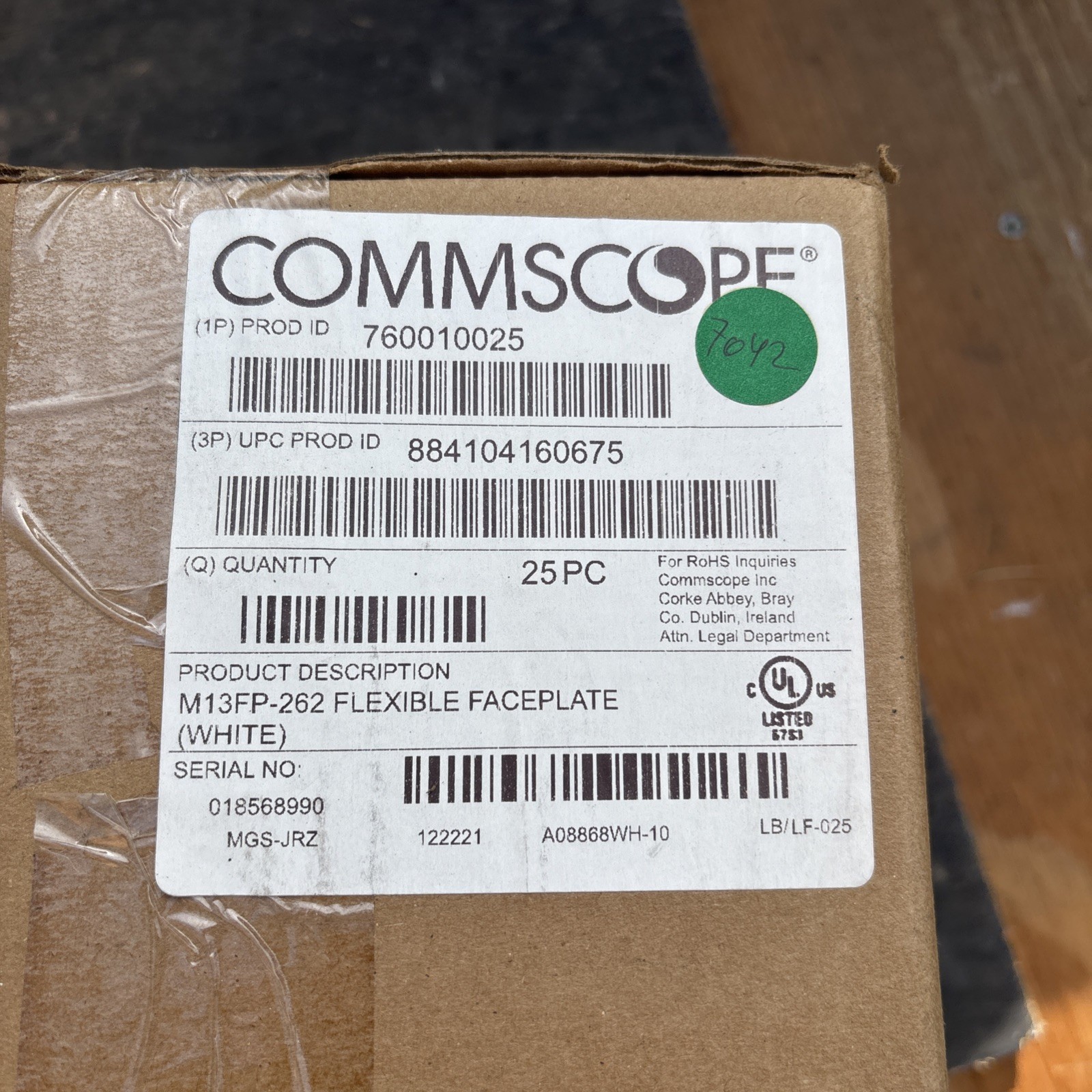 25qty COMMSCOPE #M13FP-262 Flexible Face Plates w/Data, Blank Inserts, WHITE