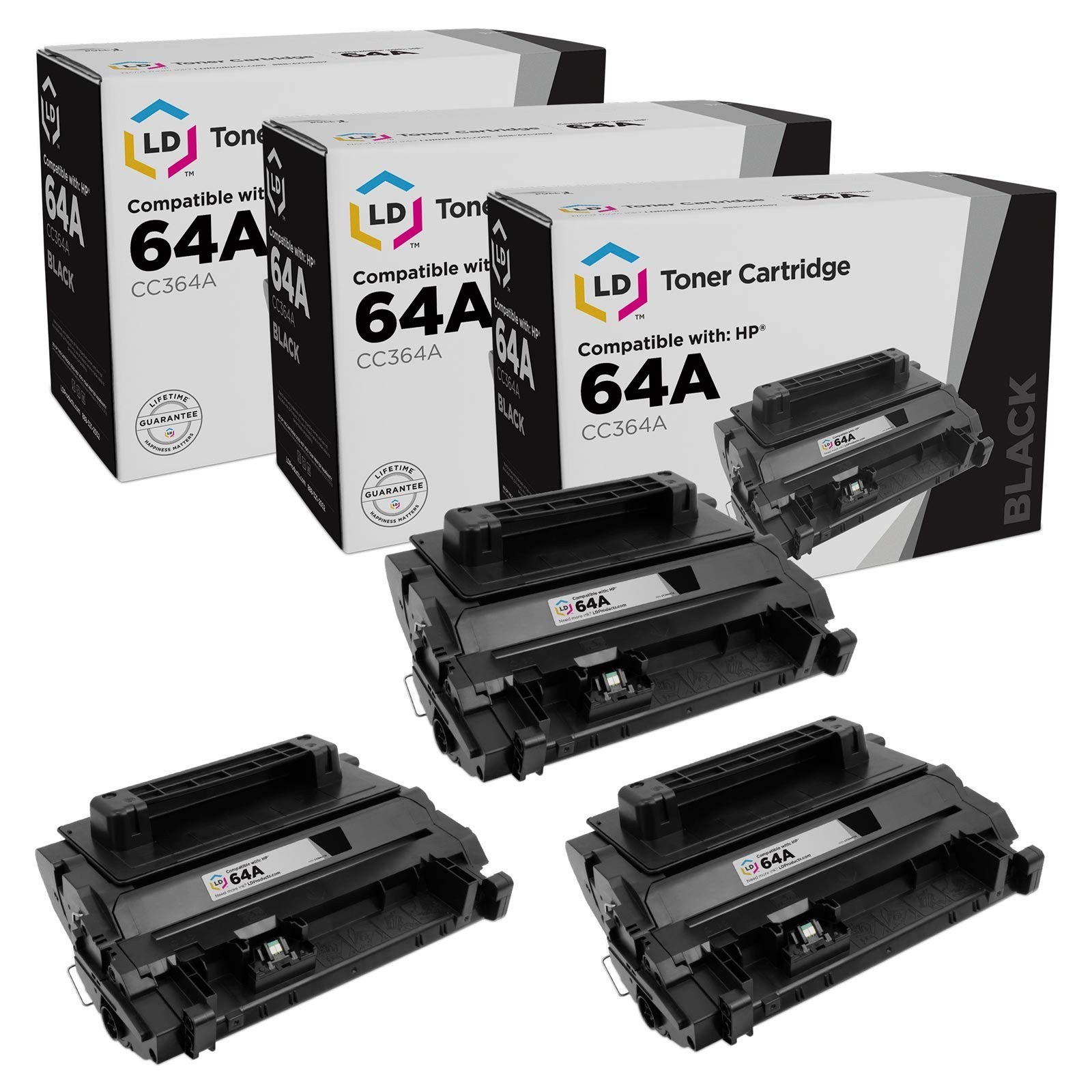 Compatible Replacement for HP 64 64A Toner CC364A Standard Yield (Blk, 3-pack)