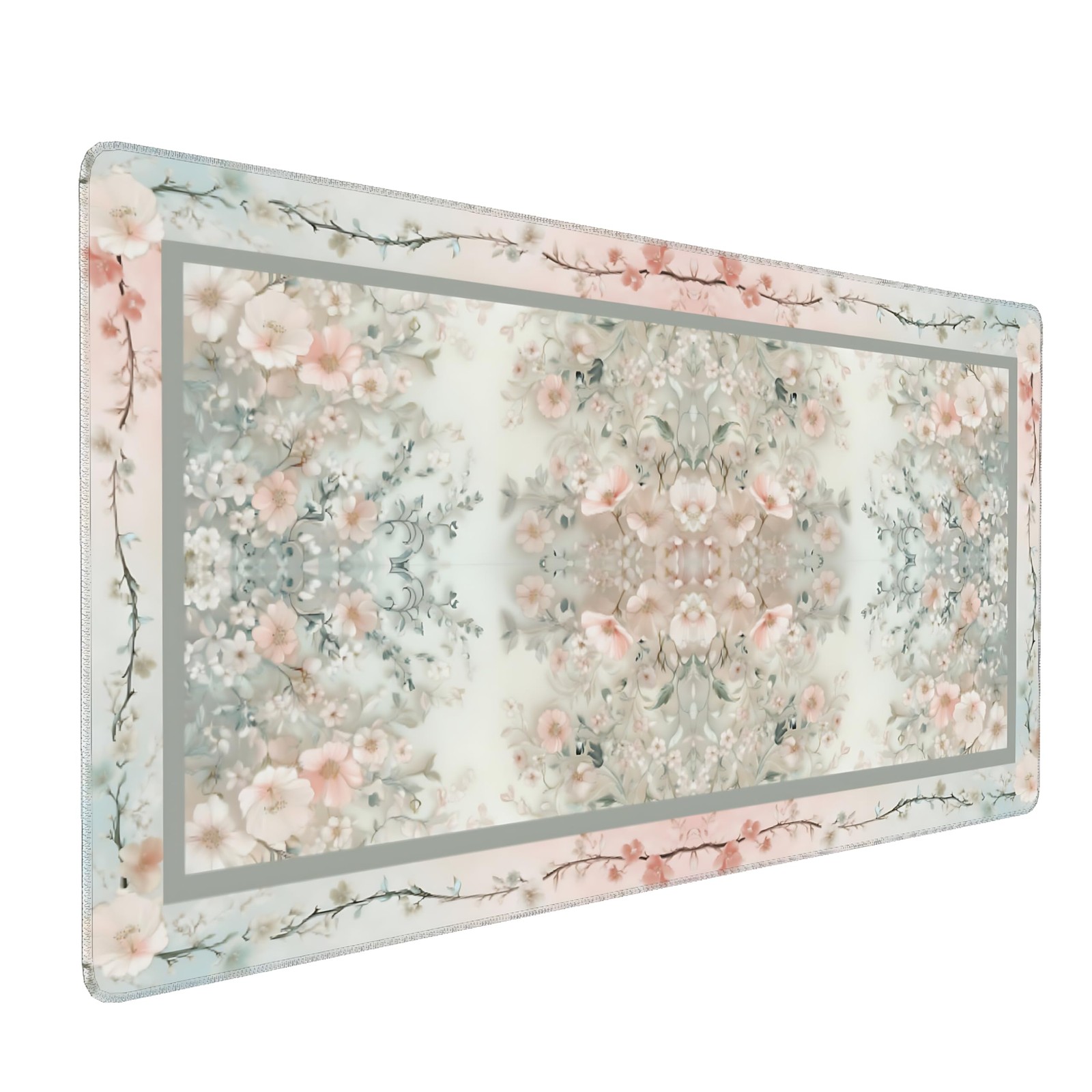 OUNNTC Daisy Mouse Pad Desk Mat 35.4" x 15.7" Anti-Slip Base Stitched Edges