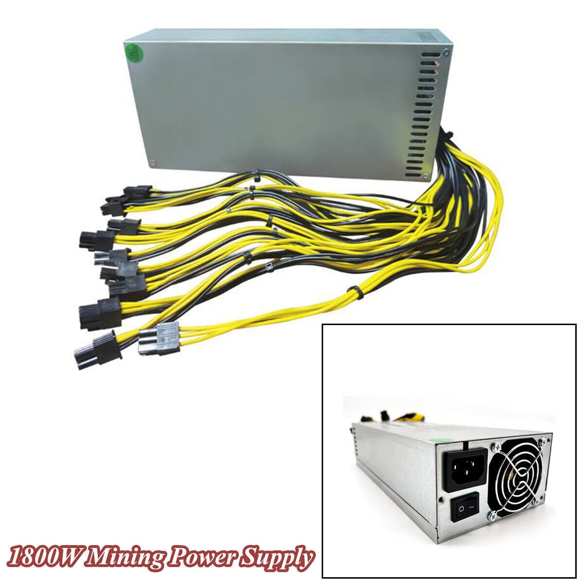 1800W   PSU Mining Power Supply For Miner Rig Coin 10x6Pin 2U