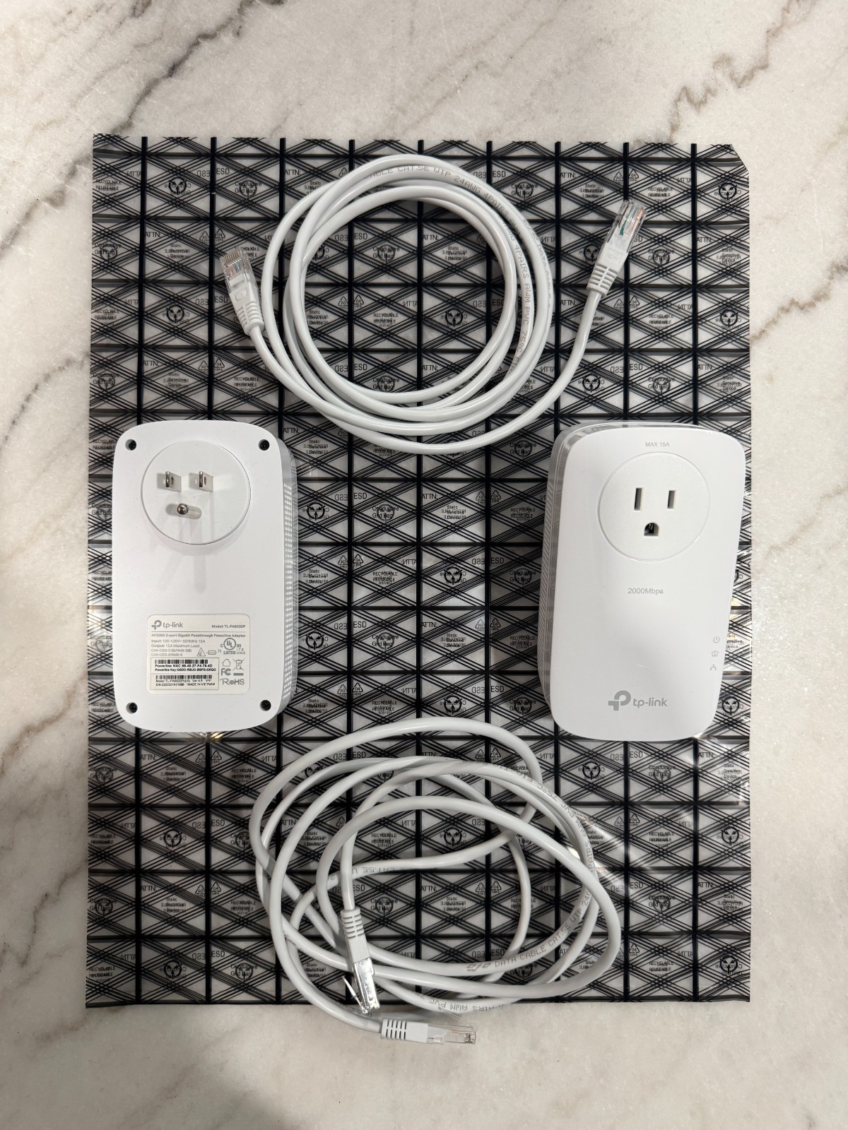 TP-Link AV2000 Powerline Ethernet Adapter, Passthrough, 2 Gigabit Ports
