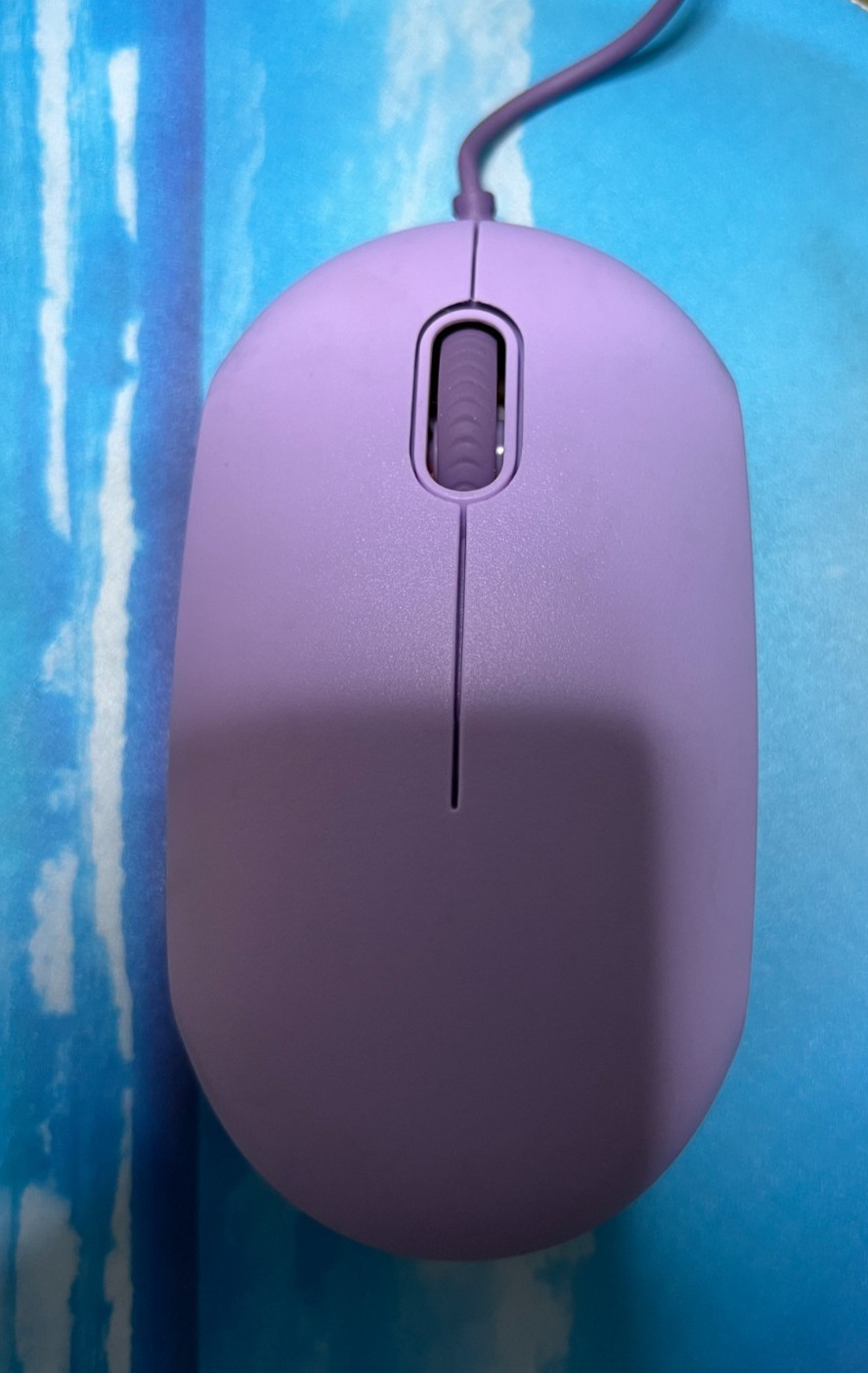 Onn. USB Optical Corded Mouse Purple Optical 3 Buttons Scroll Wheel