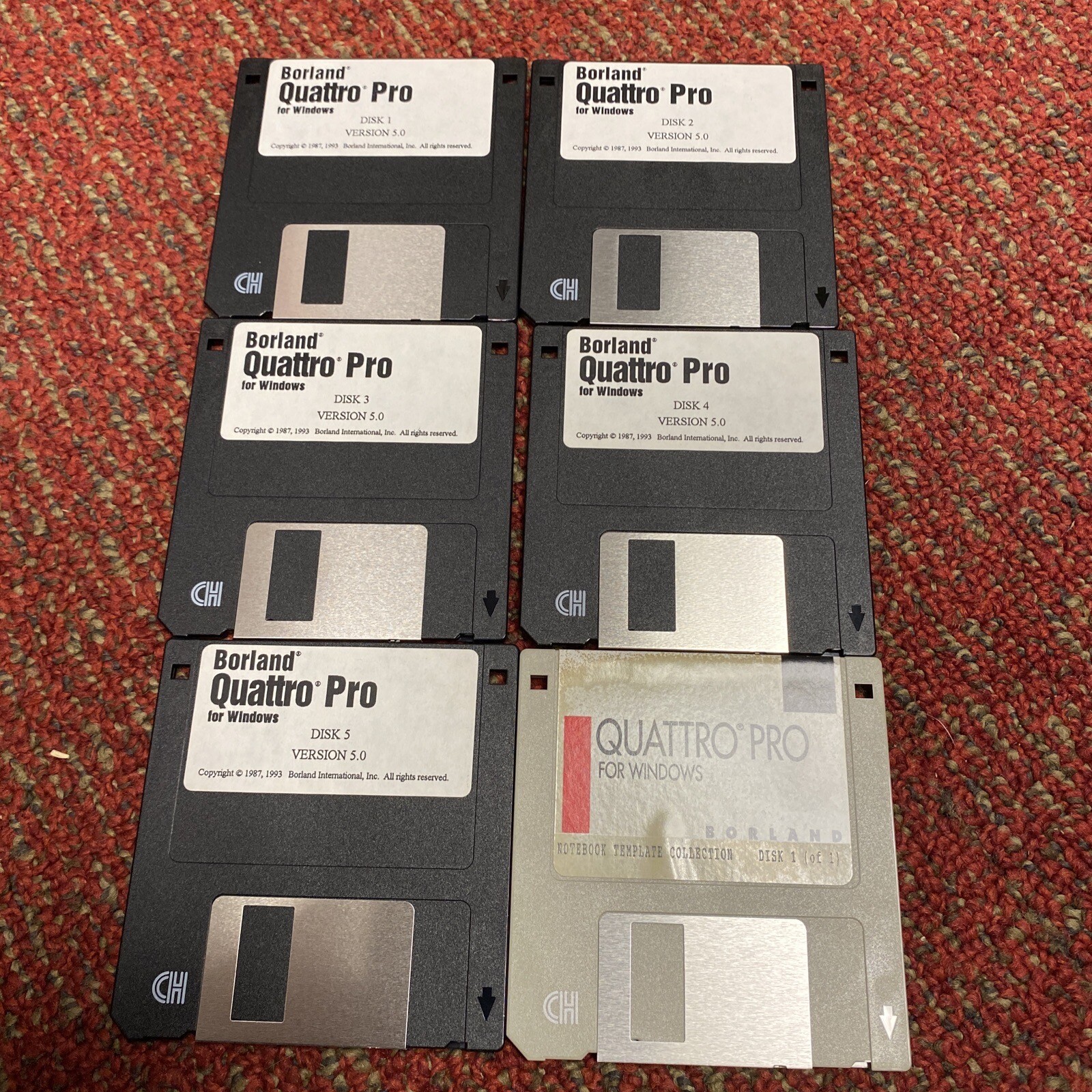 Borland Quattro Pro Version 5 Disks 1-5 And Notebook Template 3.5” Floppy