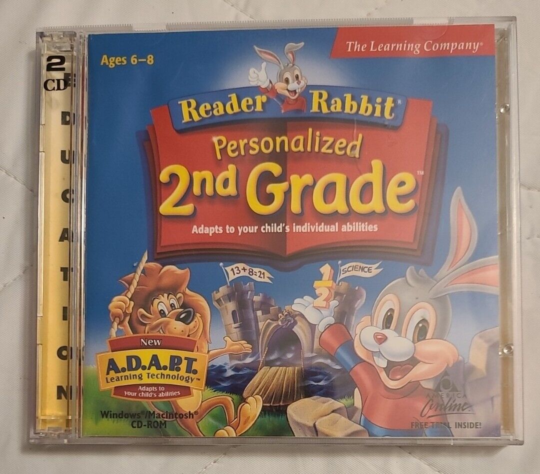 Reader Rabbit Personalized 2nd Grade CD Set (1999, The Learning Company) 2 Cds