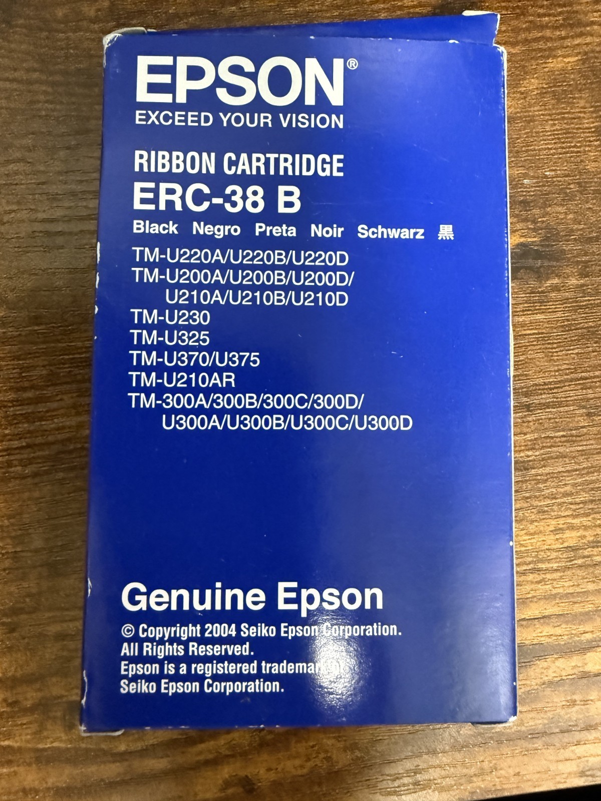 Epson BLK Ribbon Cartridge ERC-38B(NEW); fits TM-U200, TM-U210, TM-U220, TM-U230