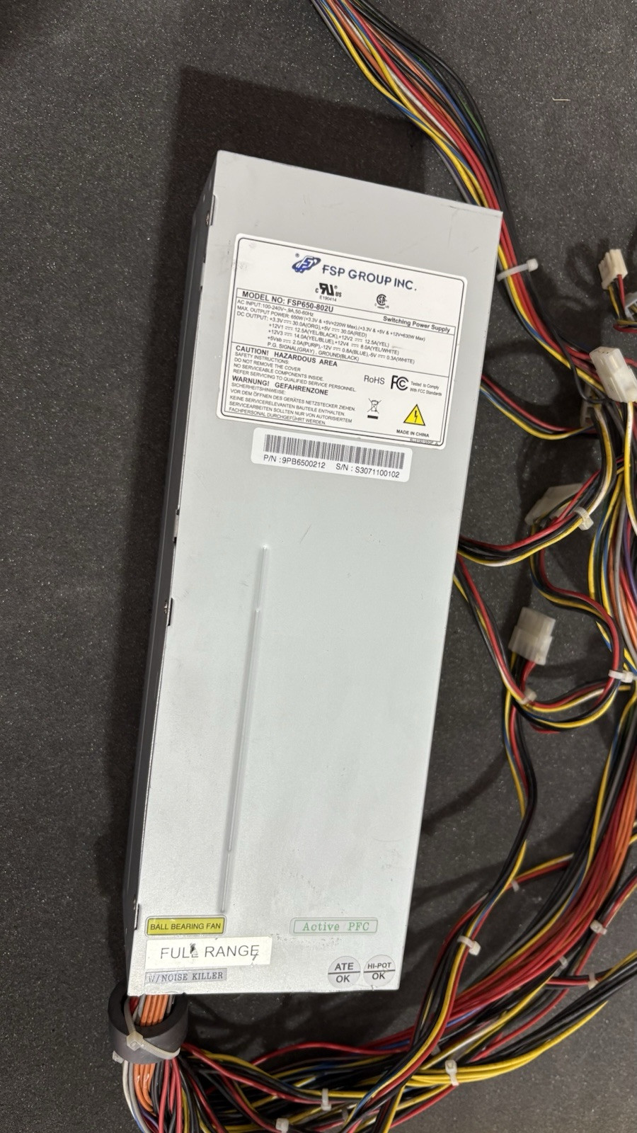 SWITCHING POWER SUPPLY FSP GROUP FSP650-802U PN 9PB6500212