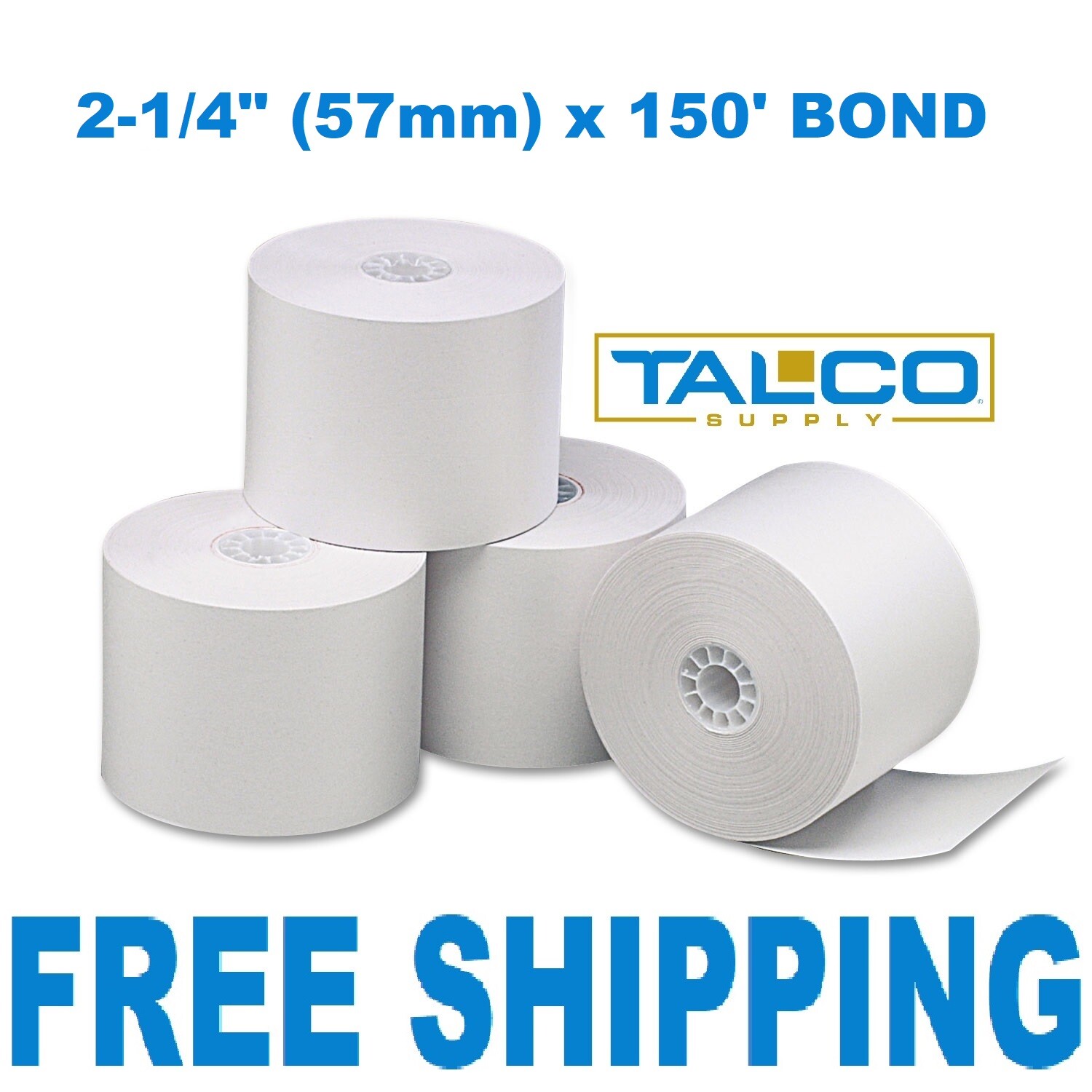 (3) PLAIN PAPER (2-1/4" x 150' BOND) ROLLS  ~FREE SHIPPING~