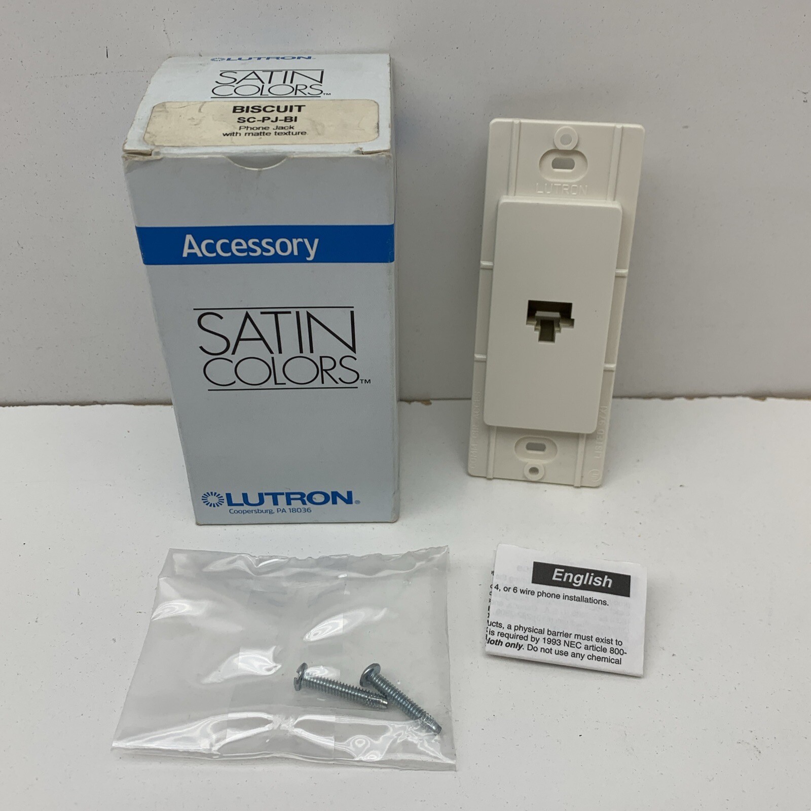 Lutron Satin SC-PJ-BI Phone Jack BISCUIT Color Matte Texture