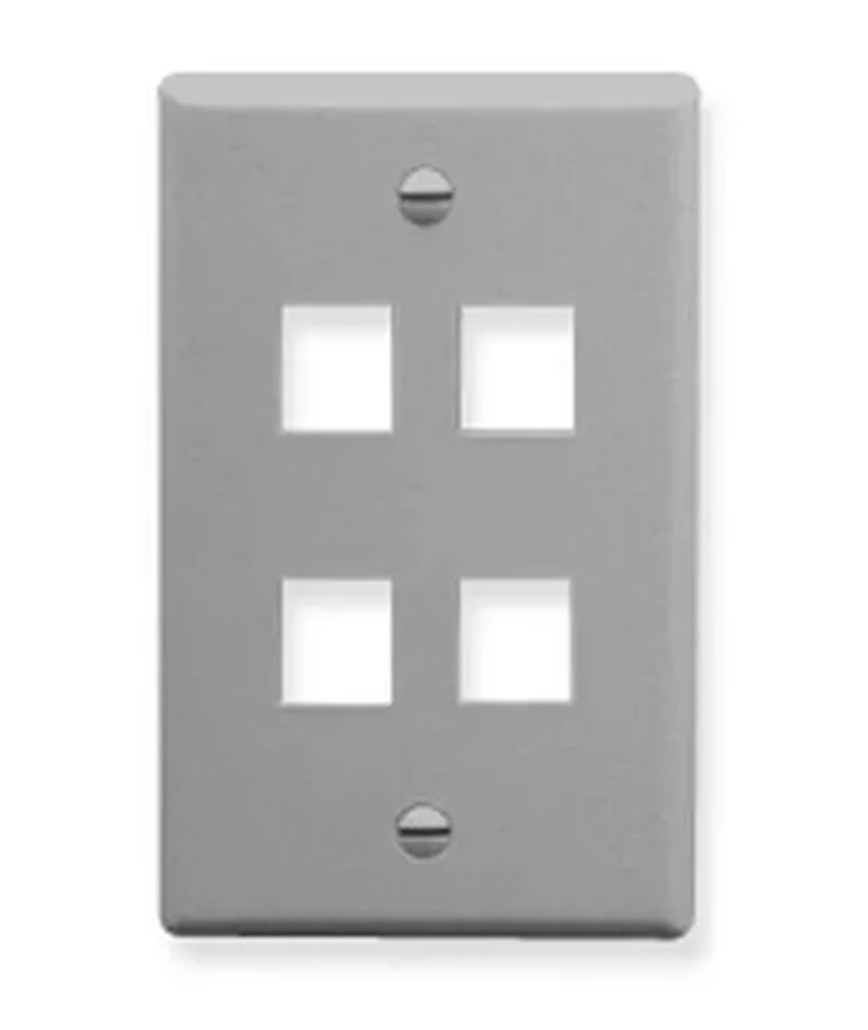 (5) pack ICC Ic107f04gy 4 port Network wall plate Cat6 Gray RJ46 RJ45 Cat5