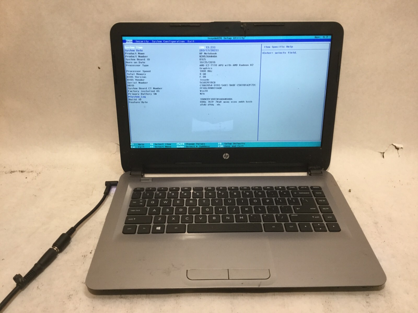 HP Notebook 14-an013nr / AMD E2-7110 R2 @ 1.80GHz / (MISSING PARTS) -MR