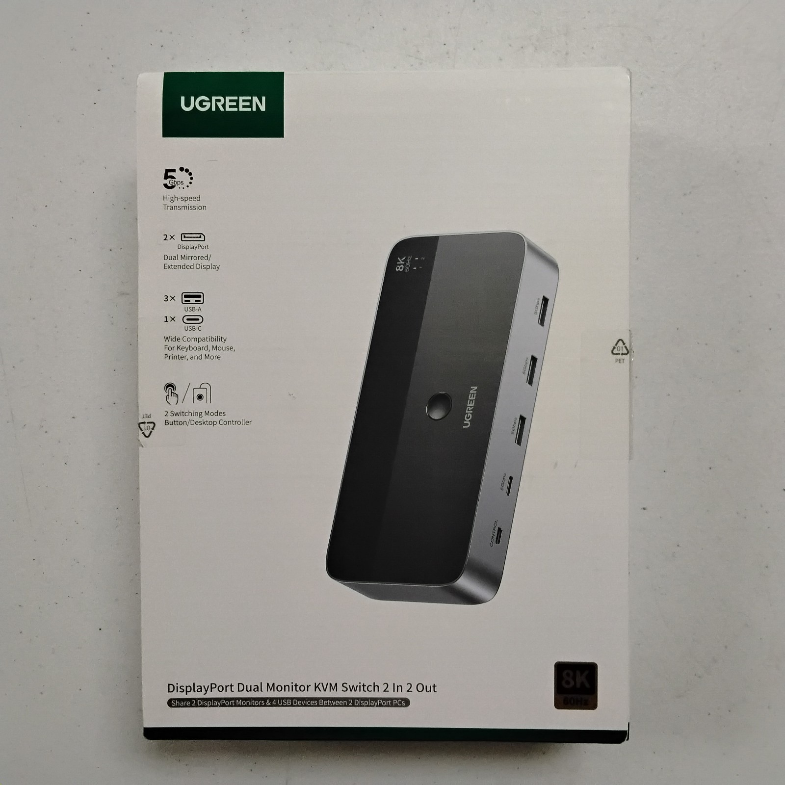 UGreen DP KVM Switch 2 In 2 Out Display Port Dual Monitor Switch