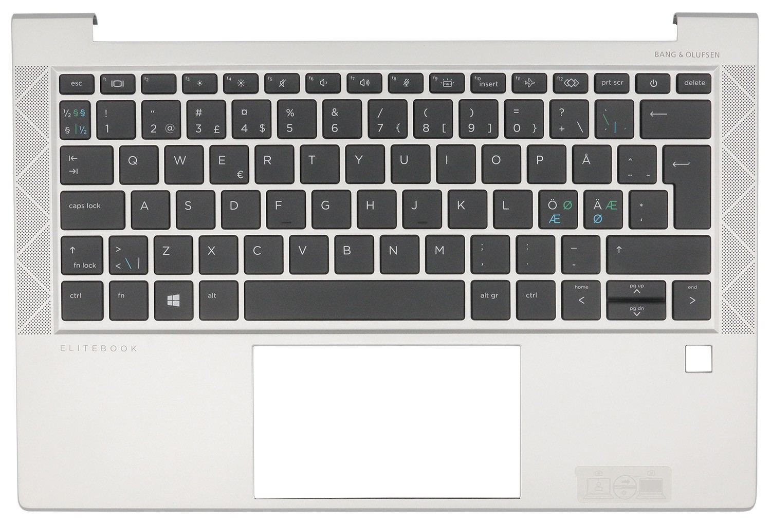 Original NORDIC Keyboard w/ Palmrest Cover for HP EliteBook 830 G7 LED Backlit