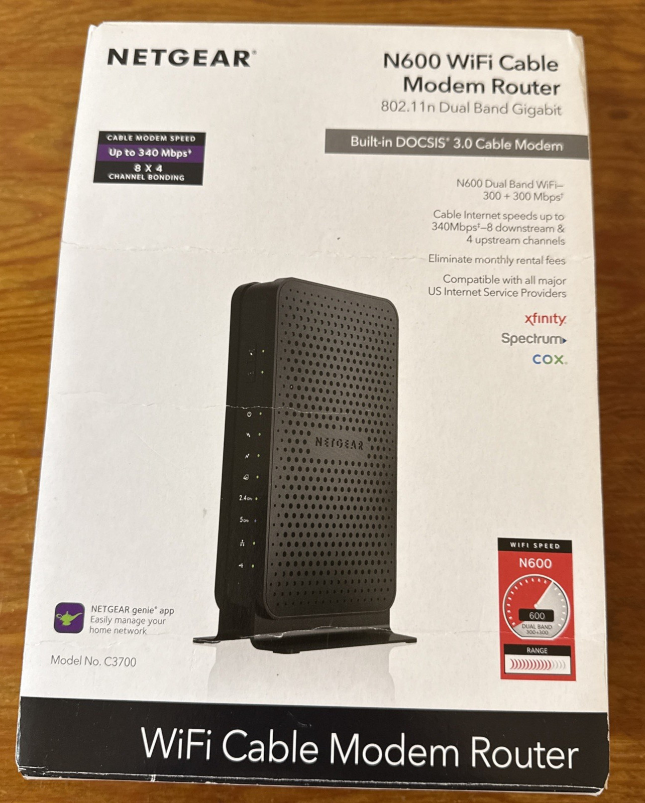 NetGear N600 Wi-Fi Cable Modem Router Black (Model: C3700v2)