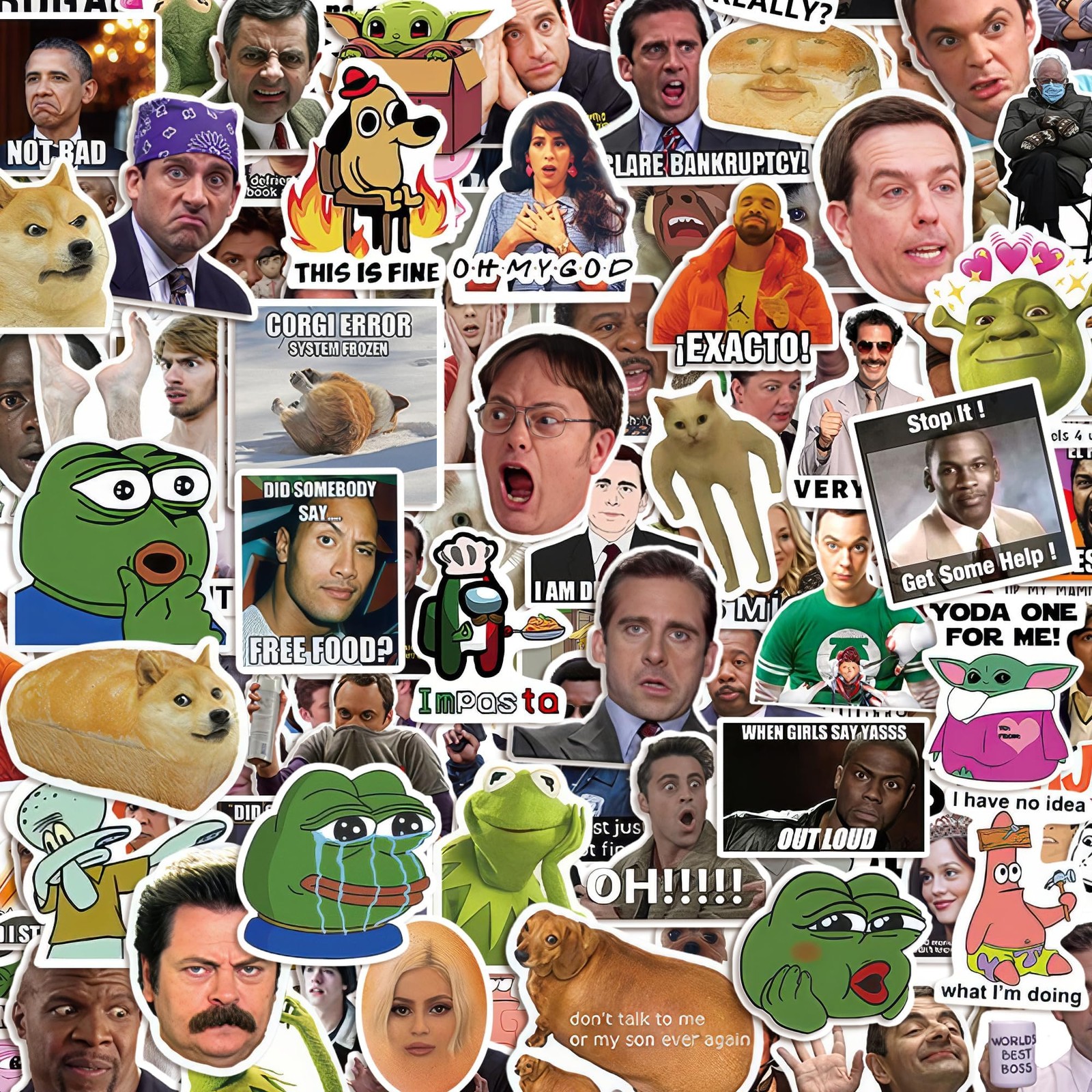300 Pcs Funny Meme Stickers – Waterproof From 1.9 to 2.6 Inch,