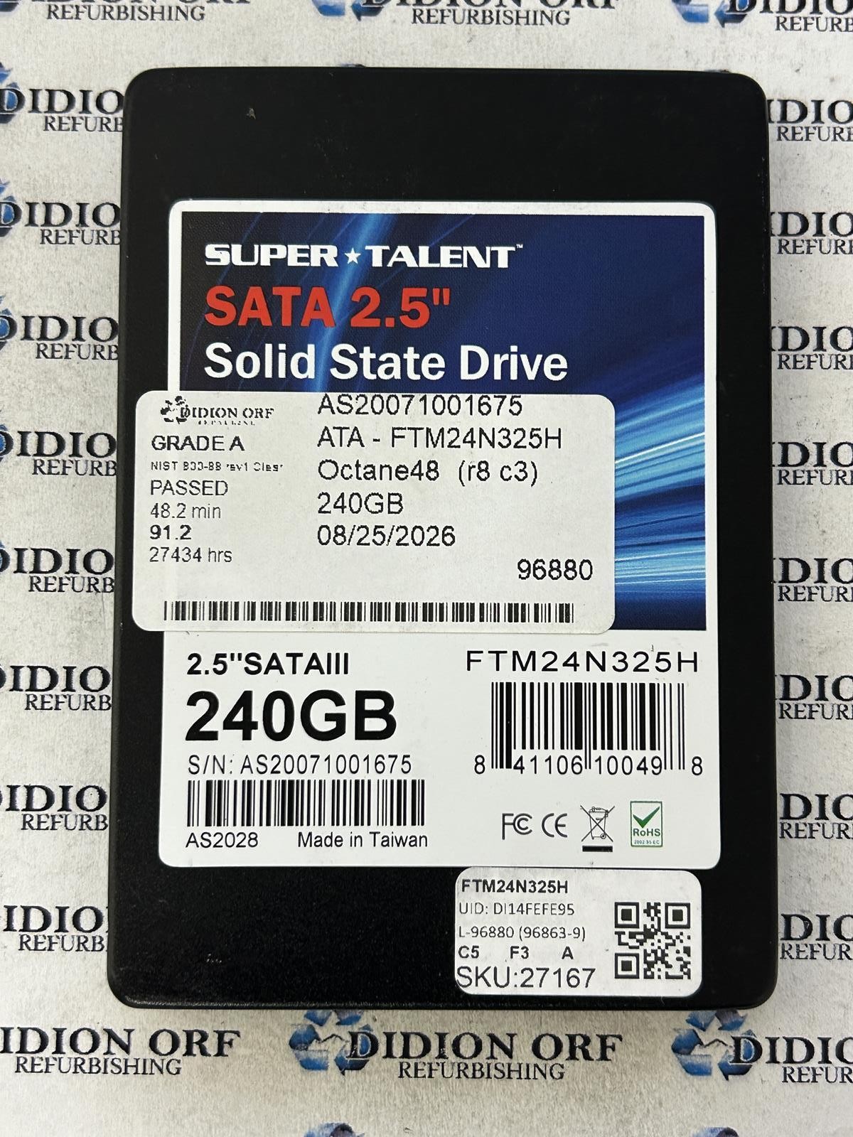 SUPER TALENT 240GB 2.5" SATA SSD FTM24N325H, Grade A, SKU 27167