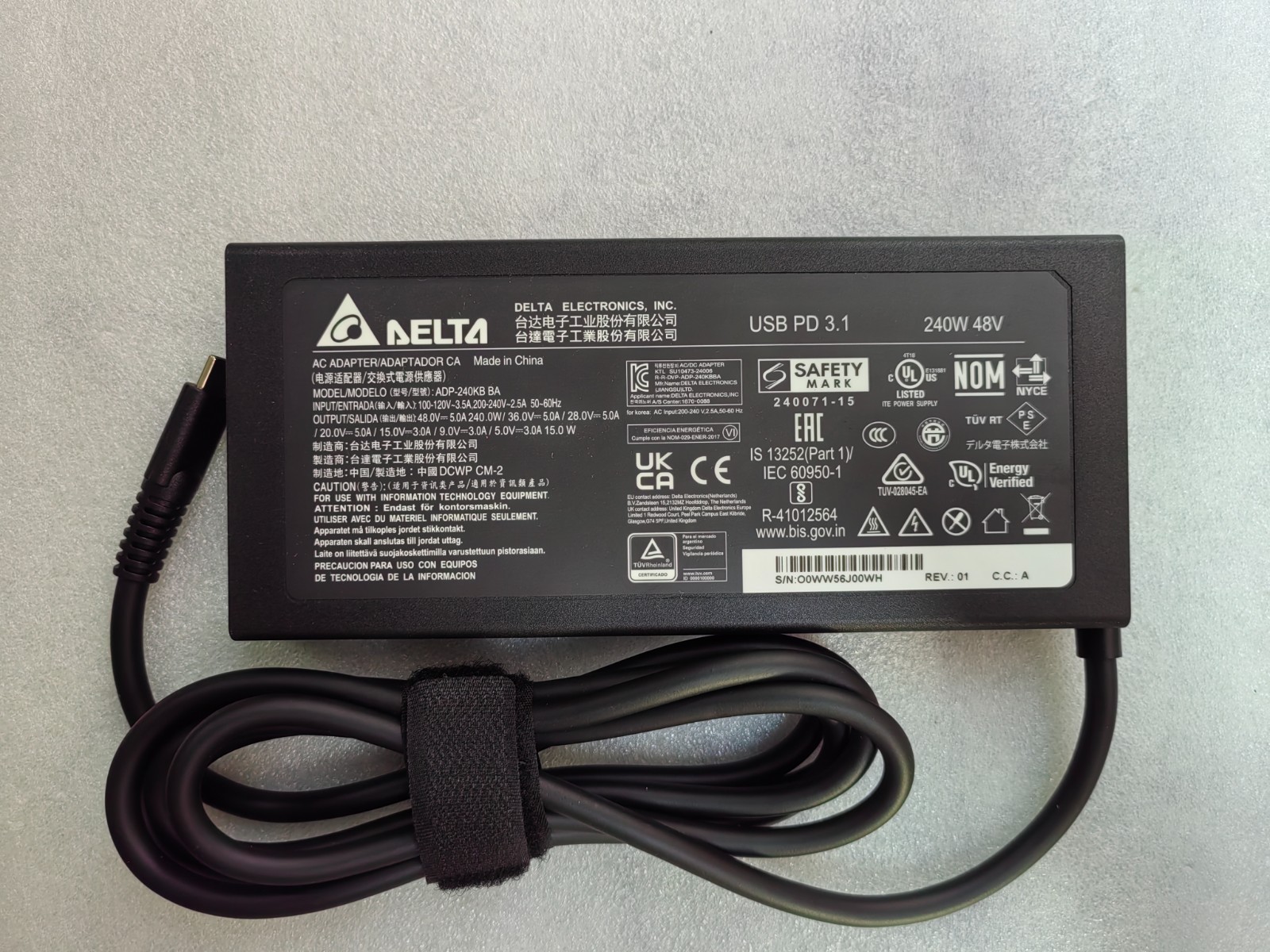ADP-240KB BA For MSI 48V 240W USB PD 3.1 Series Laptop Delta 240W AC Adapter OEM