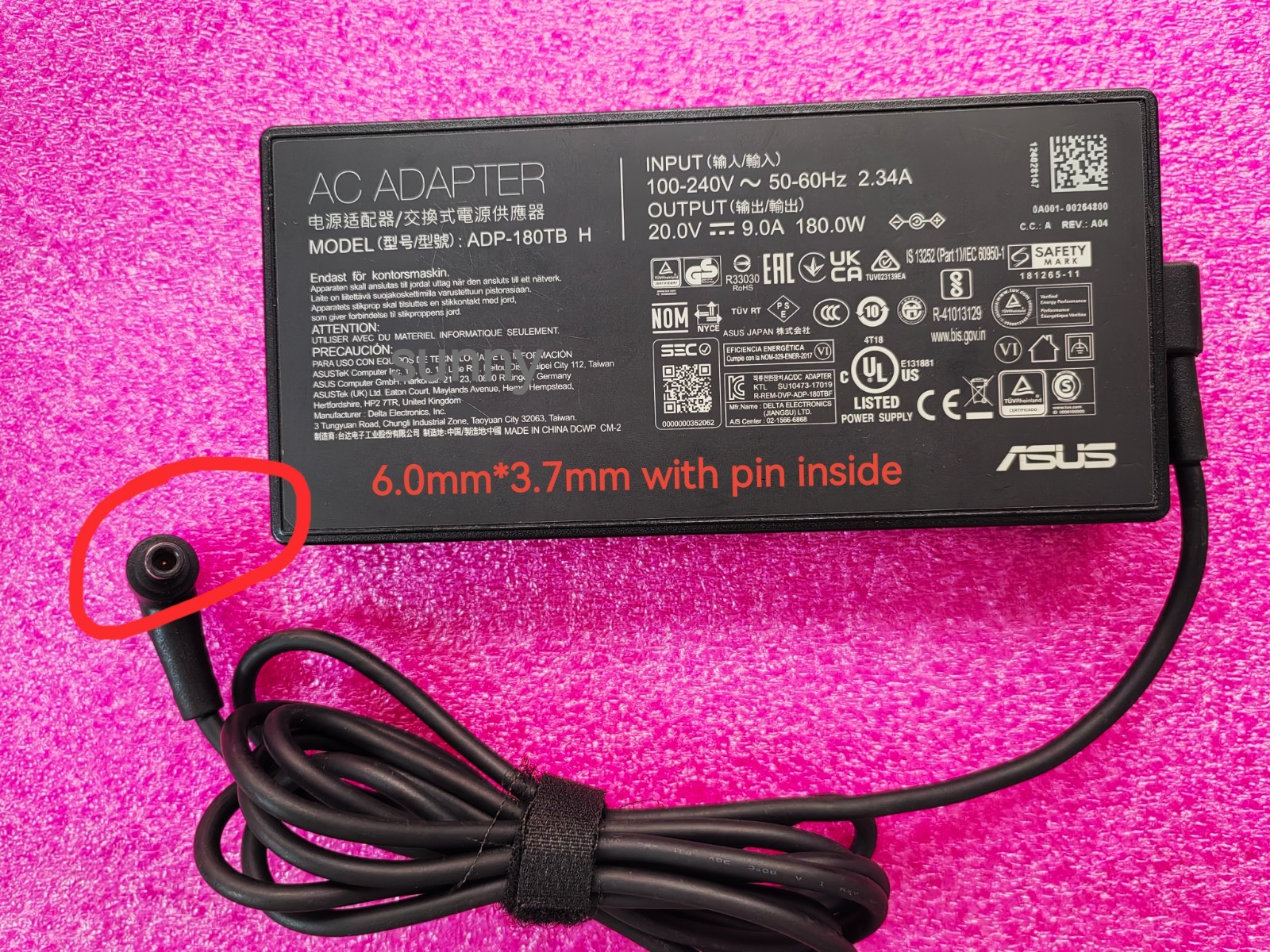 20V 9A 6.0mm ADP-180TB H For ASUS TUF Gaming F15 FX506HE-HN018T 180W Original