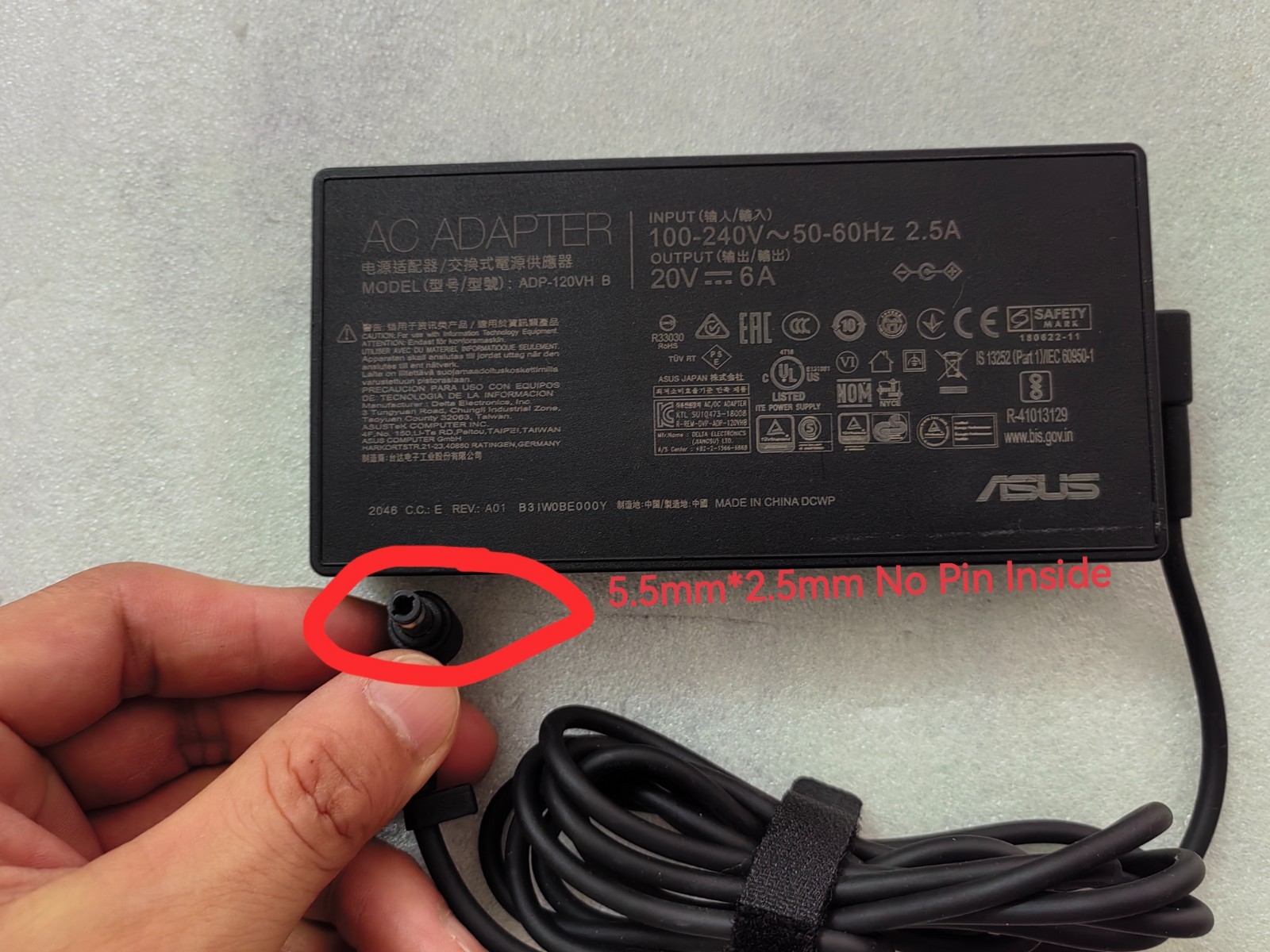 Original 20V 6A 120W ADP-120VH B(5.5mm*2.5mm) For ASUS Laptop Slim AC Adapter