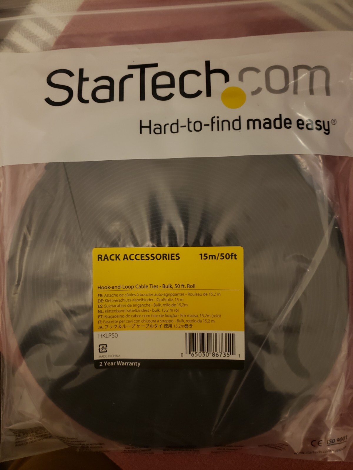 StarTech Rack Accessories  15m/50ft. Hook-and-Loop Cable Ties-Bulk 50ft Roll