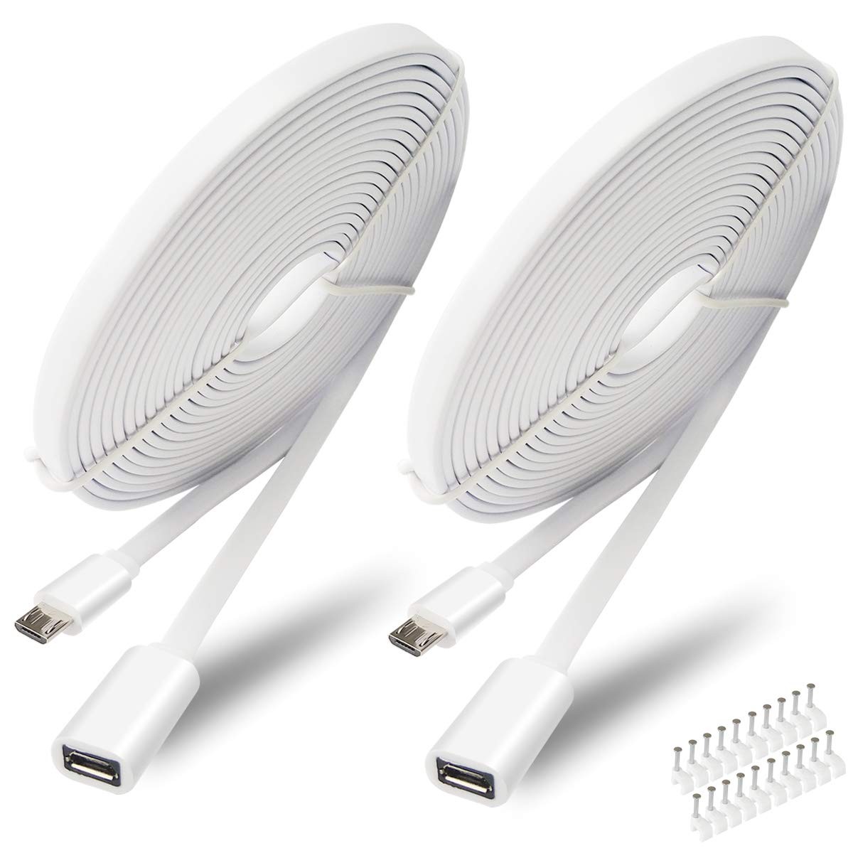 SIOCEN 2 Pack 13FT Micro USB Extension Cable for Zmodo,Male to Female Extender