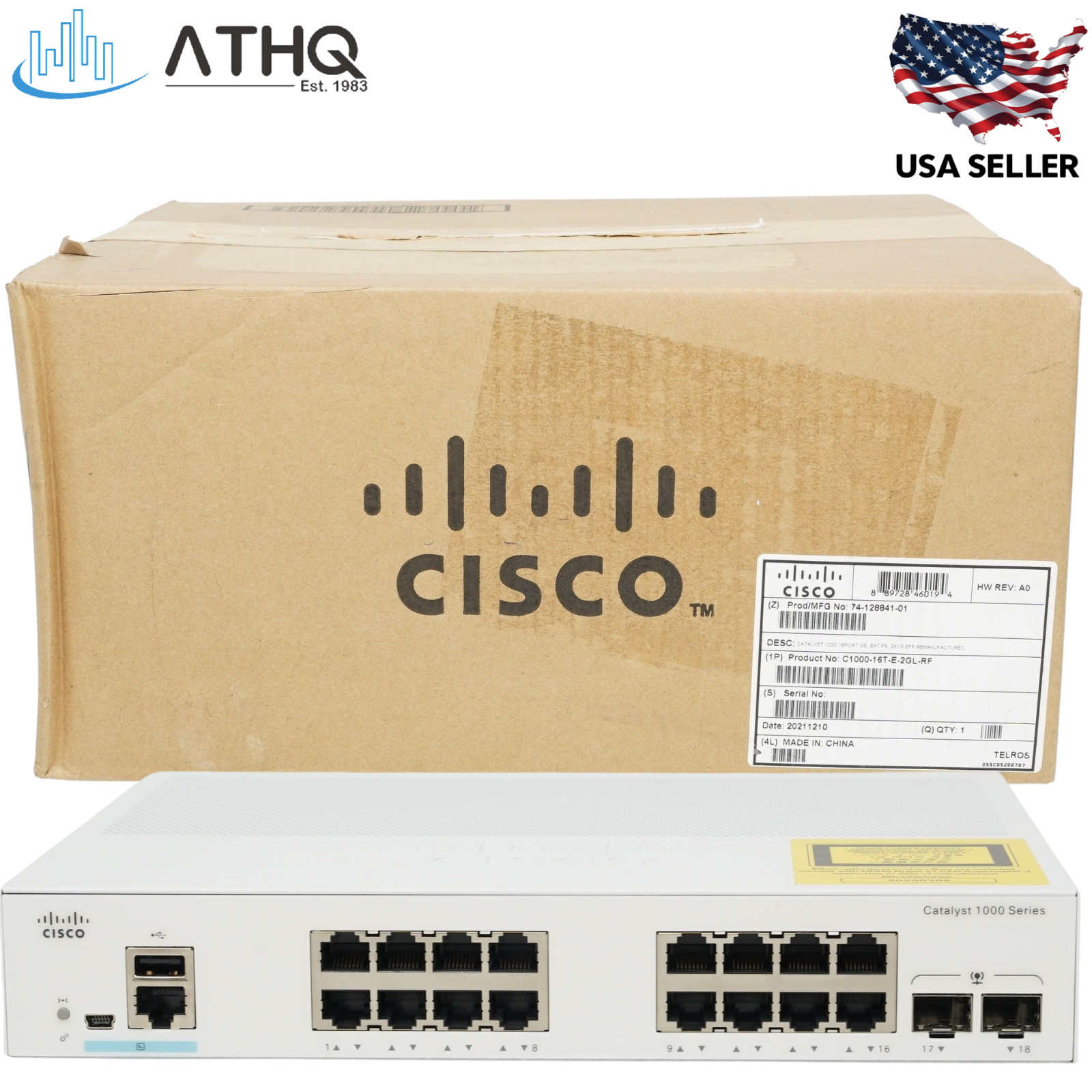 Cisco C1000-16T-E-2G-L 16-Port Gigabit Ethernet Managed Switch non-PoE Refresh