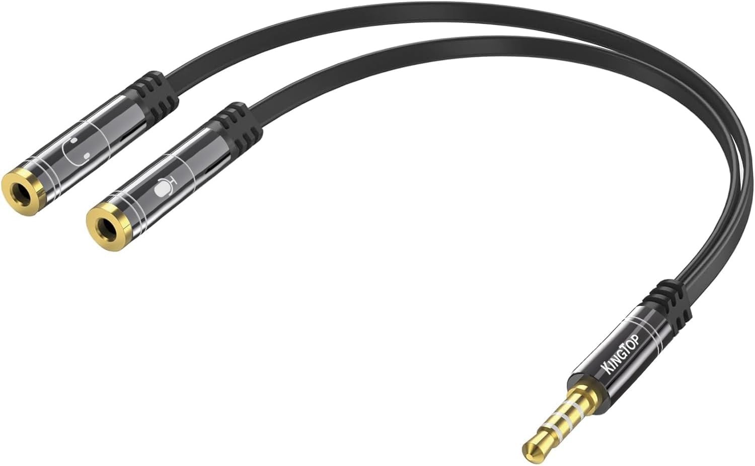 KINGTOP Headset Splitter, 3.5mm Headphone Mic Splitter Cable for Black 