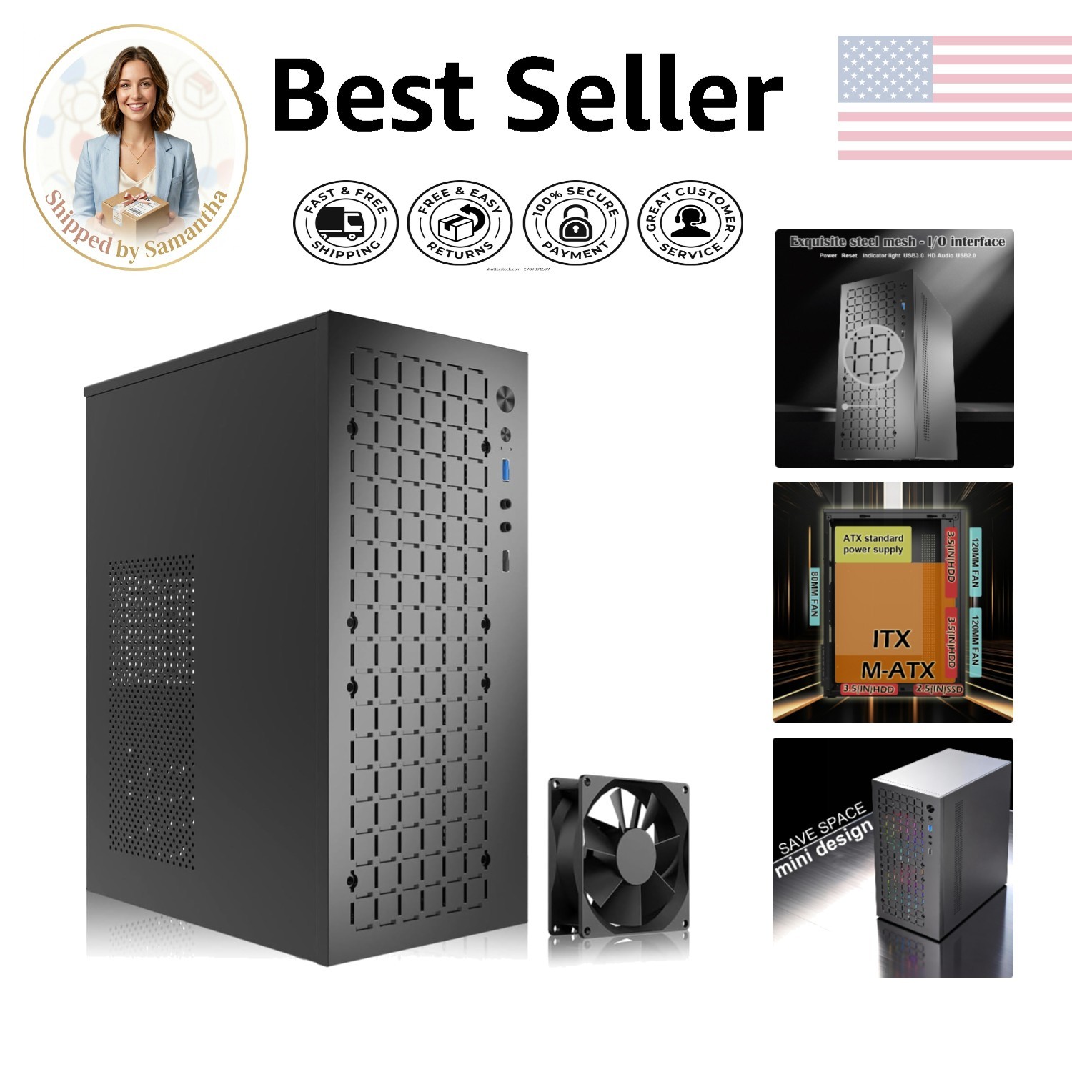 Mini Tower High Performance PC Case - Airflow Design with USB Ports for Gamers