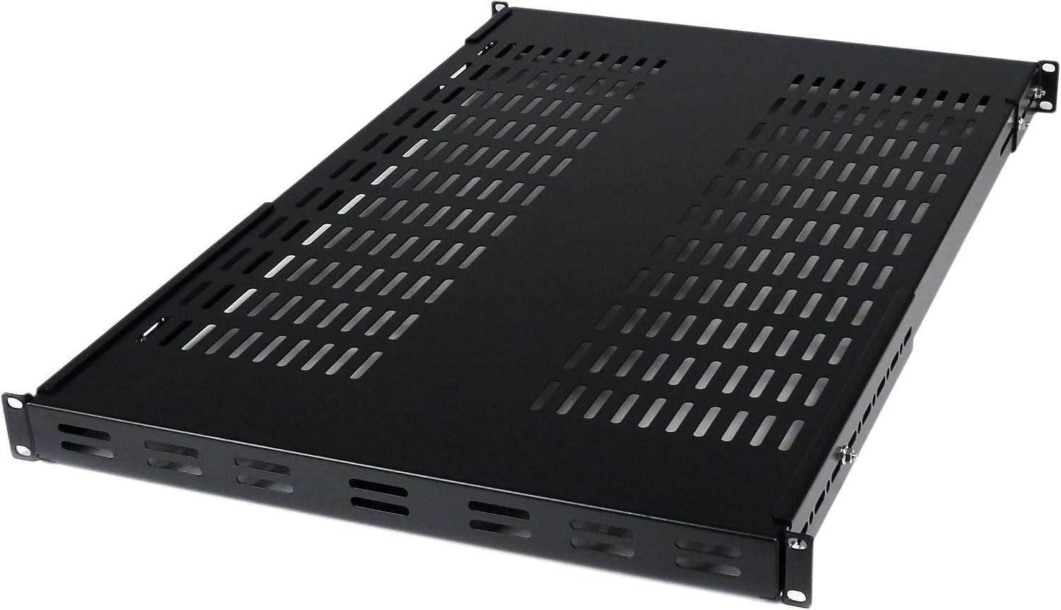 StarTech 1U 4-Post Rack Shelf, Vented, 28-34.4in, Black