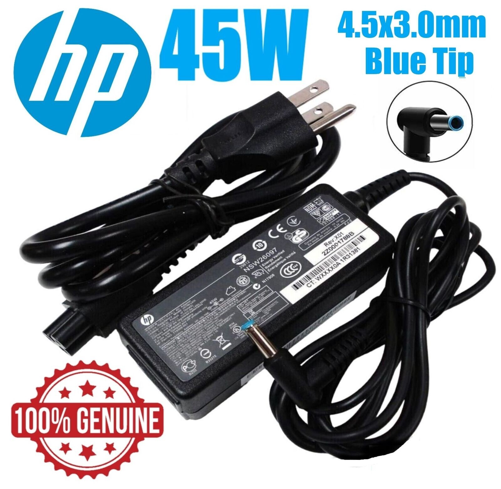 For HP Model 15 Laptop Charger 15-da 15-db 15-dq 15-dy Power Supply Cord 45W
