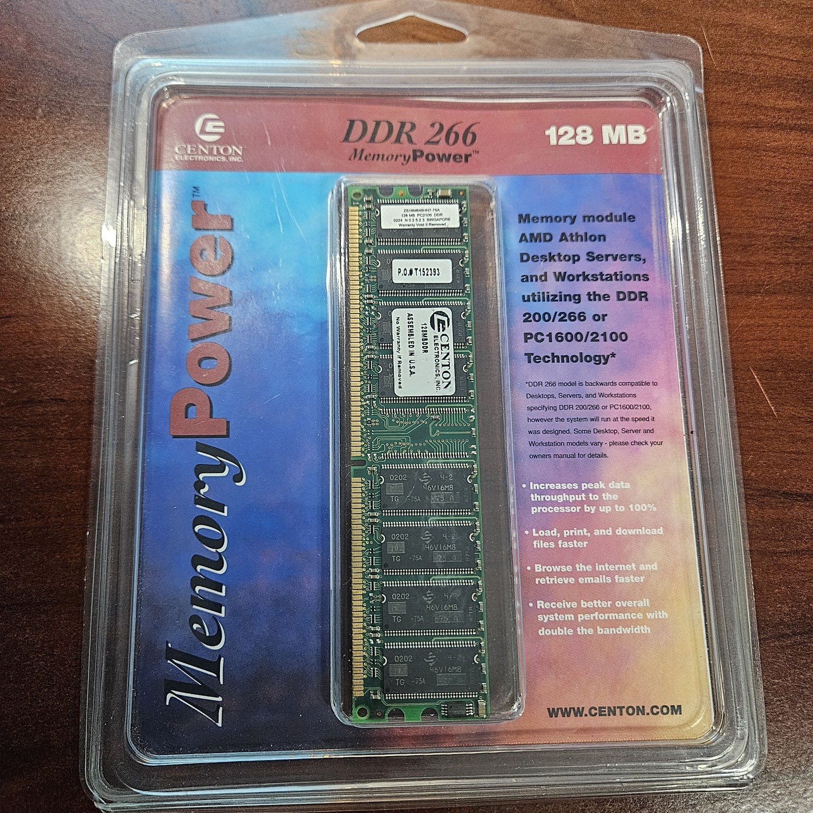 CENTON MemoryPOWER 128MB DDR 200/266 PC1600/2100 184 Pin DIMM - NEW