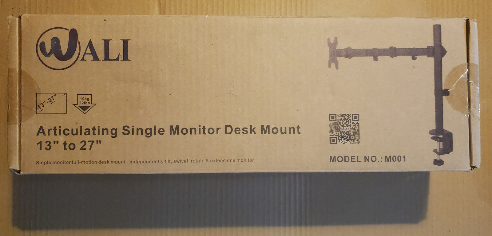Wali Single Monitor Desk Mount M001 - Black - NEW - FAST SHIPPING