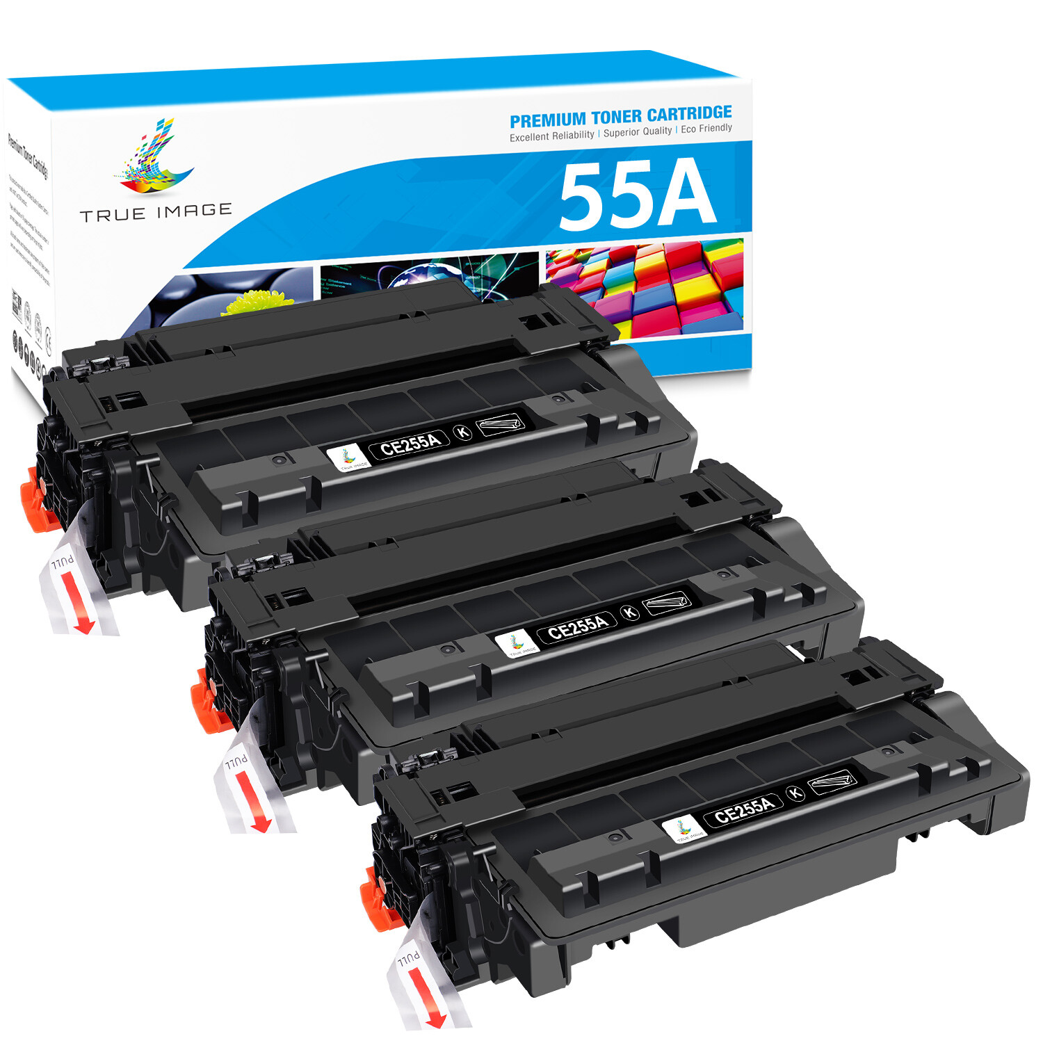 3PK BK CE255A Toner Fits for HP LaserJet Pro 500 MFP M521dn M521dw M521DX M521DZ