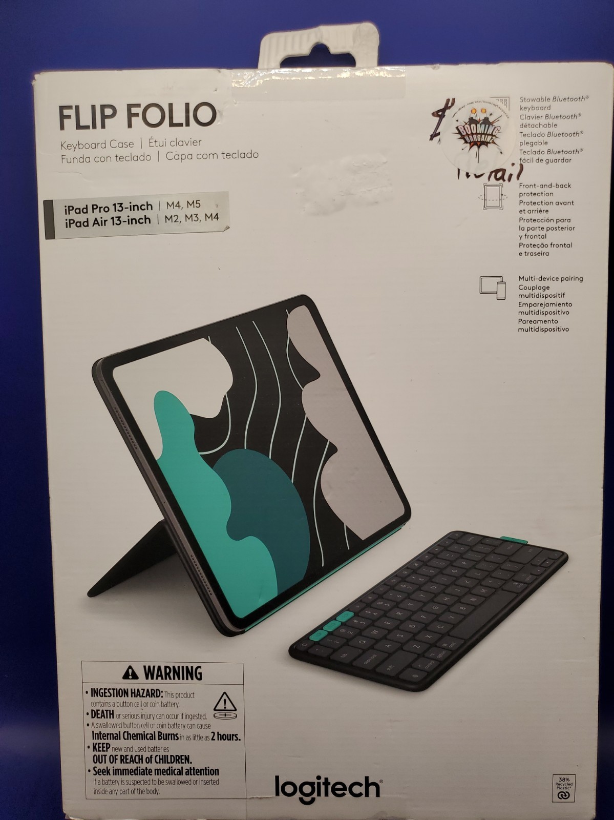 Logitech Flip Folio iPad Pro/iPad Air 13” Keyboard Case 920-013367 M2,3,4