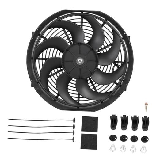 Universal Slim Radiator Cooling Fan 12V 90W Push Pull with Mount Kit, 14 Inch