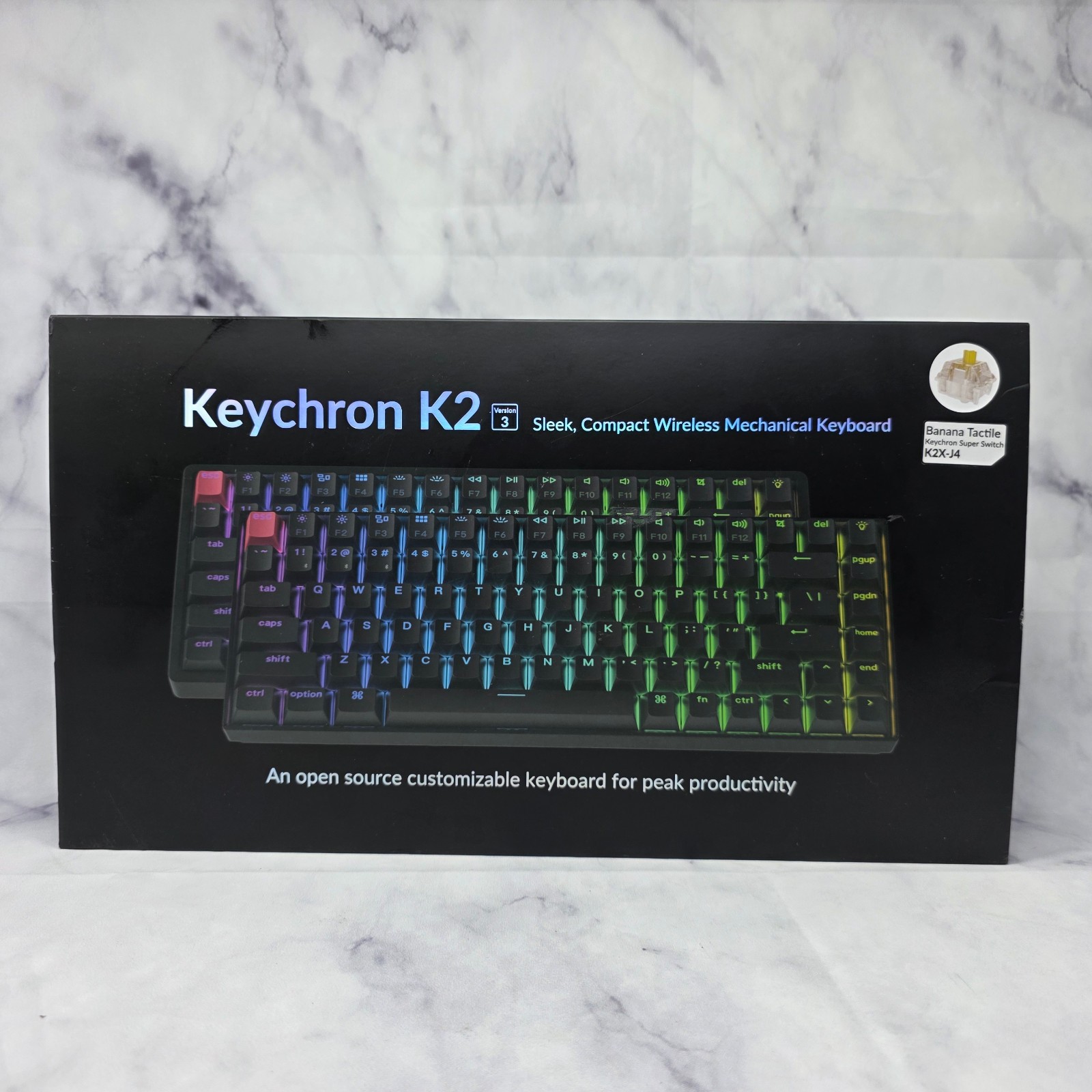 Keychron K2 Version 3 Wireless Mechanical Keyboard K2X-J4 Banana Switch Open Box