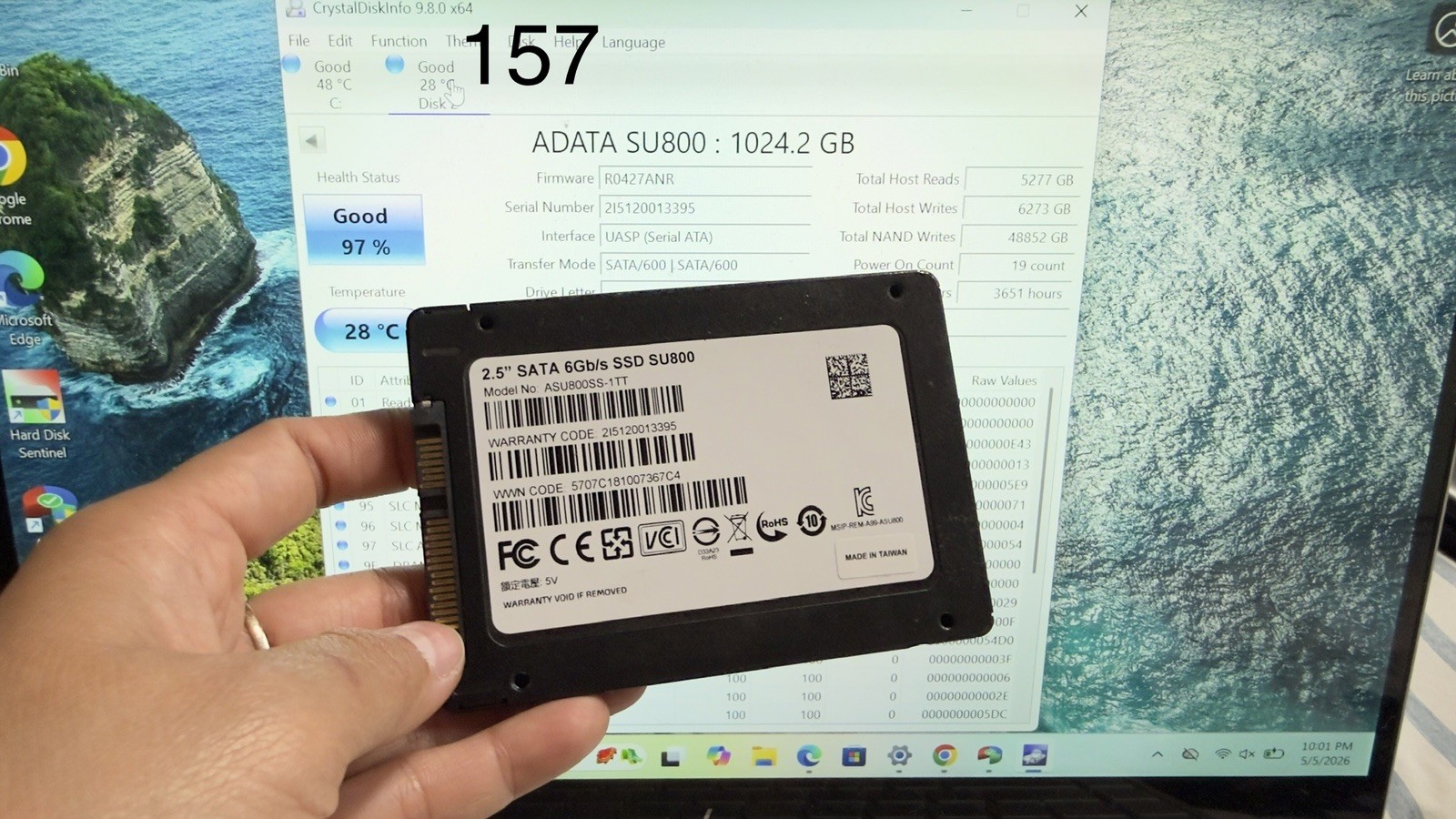 ADATA Ultimate SU800 1TB 2.5" SATA III Internal SSD ASU800SS-1TT Health 97%