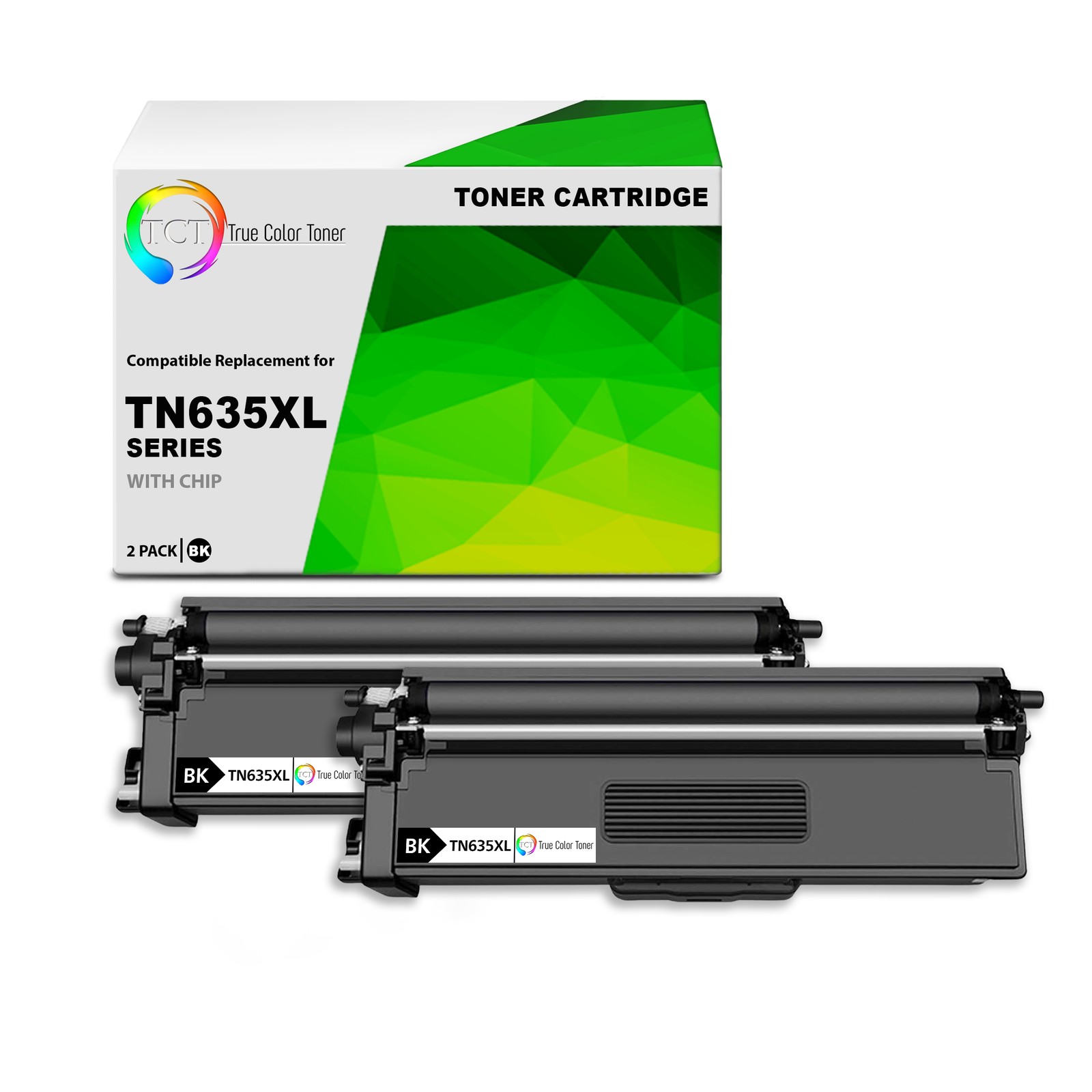 TCT Compatible Black Toner Cartridge Replacement for Brother TN635 – 2-Pack
