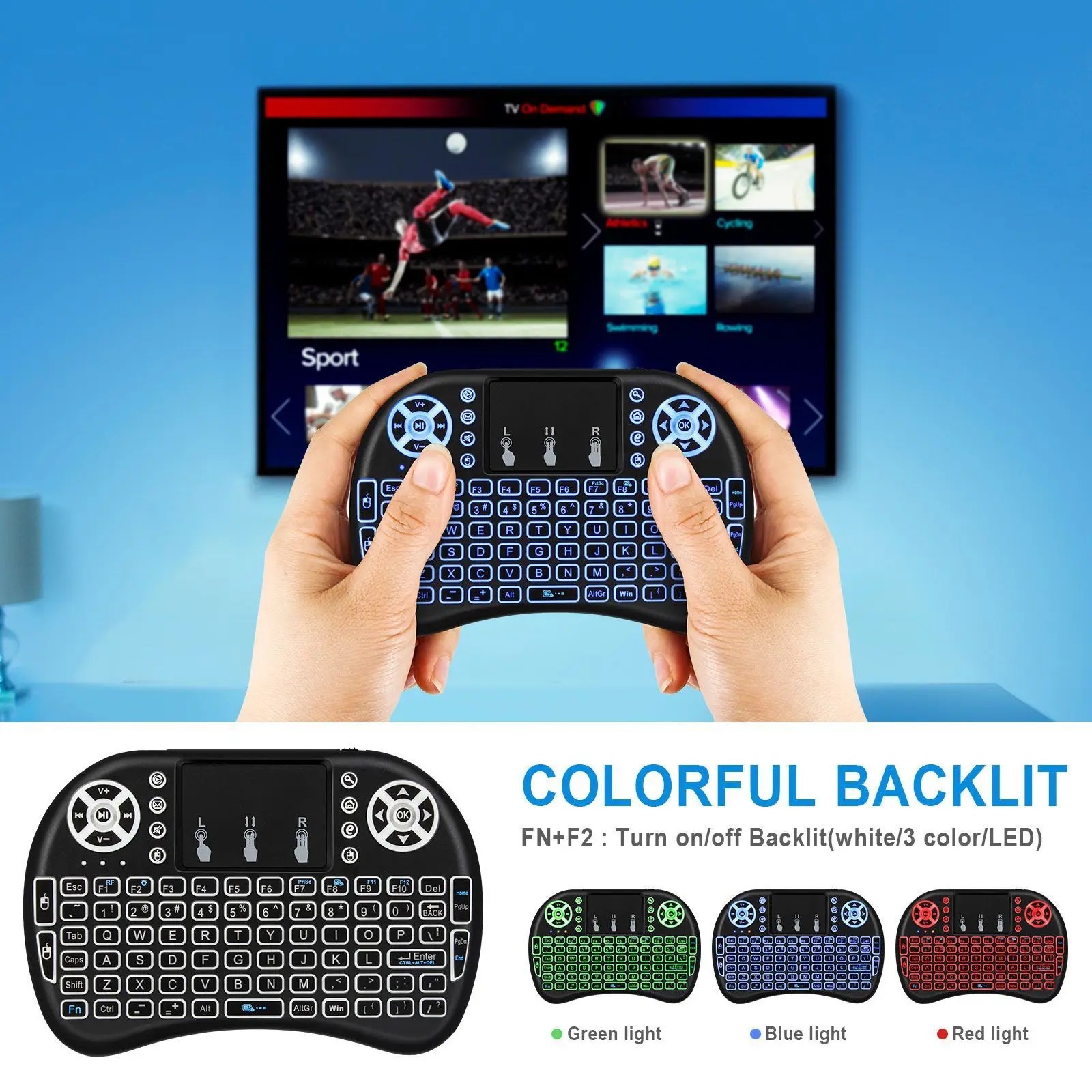 Mini Wireless Bluetooth Keyboard Remote Touchpad Smart-TV Android TV PC Backlit