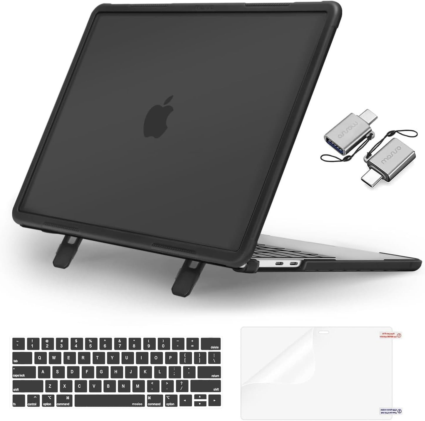 Compatible with Macbook Pro 13 Inch Case M2 M1, Black | Heavy Duty