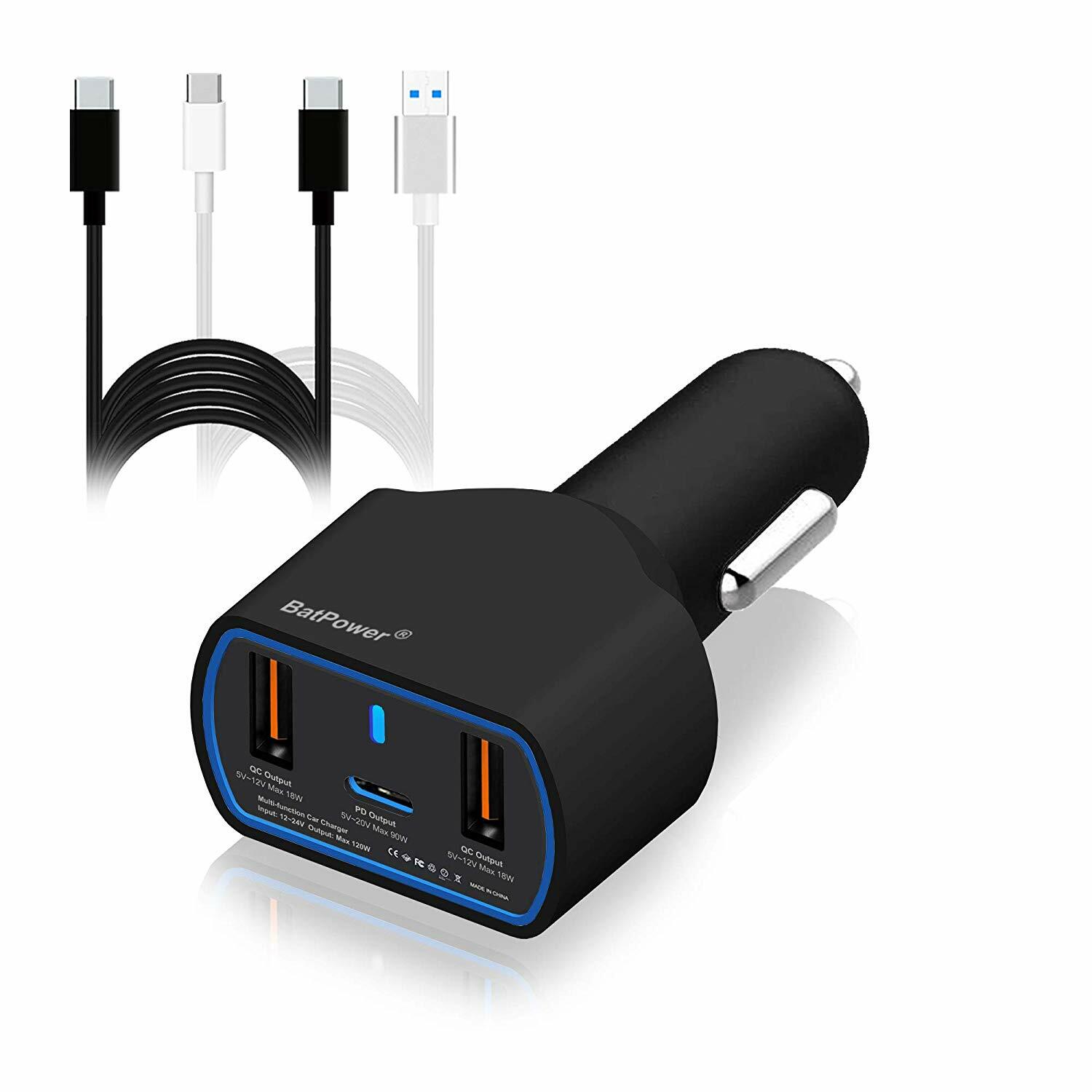 BatPower 120W Dell Latitude Inspiron XPS USB C Slim Car Charger Type C