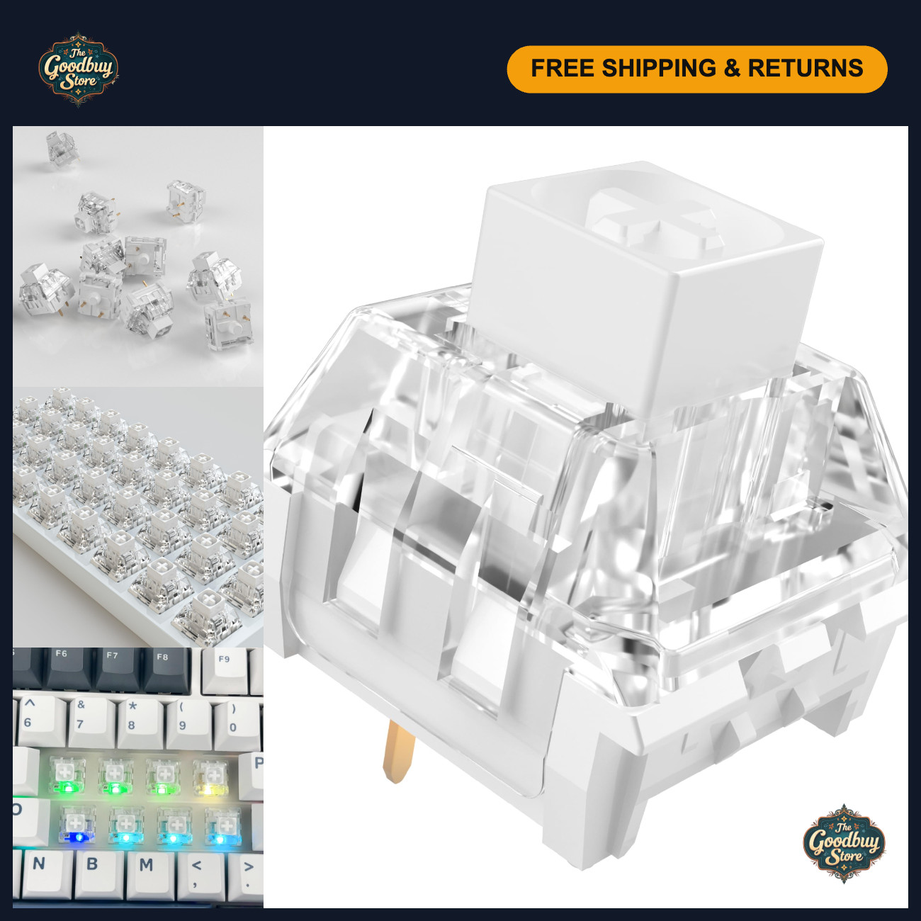 Clicky Mechanical Keyboard Switches - Kailh Box White, Perfect for 3D Printing