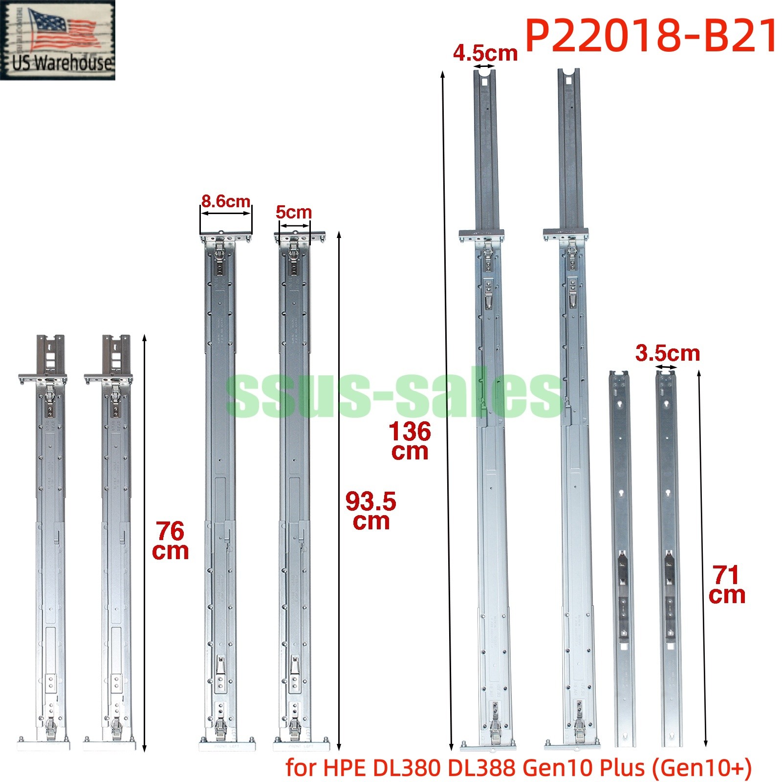 P22018-B21 2U SFF Rail Kit for HPE DL380 DL388 Gen10 Plus (Gen10+) NEW