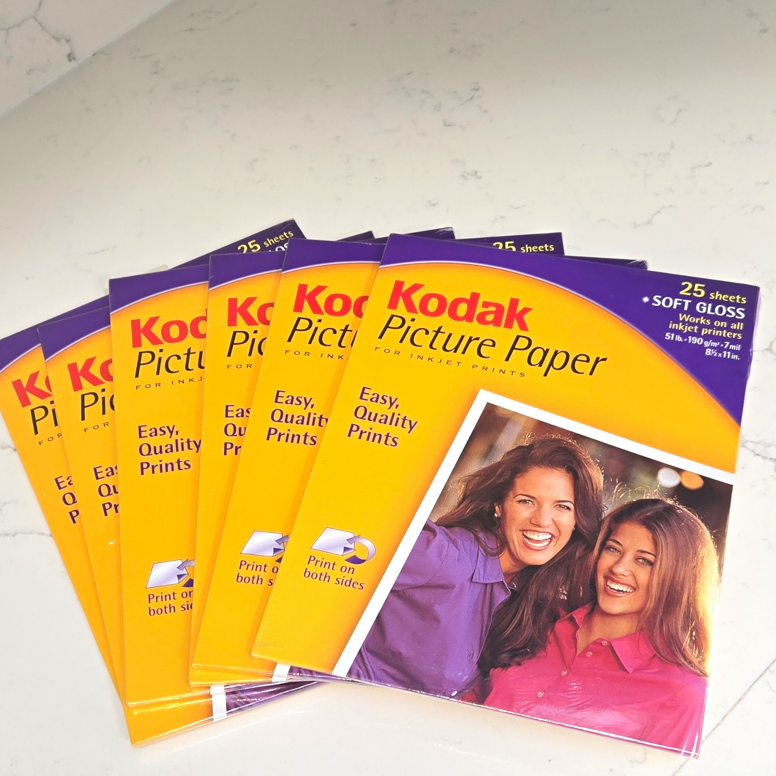 Lot Of 6 Kodak Picture Paper Inkjet Photo Paper Soft Gloss Letter 190gsm 25 Sh.